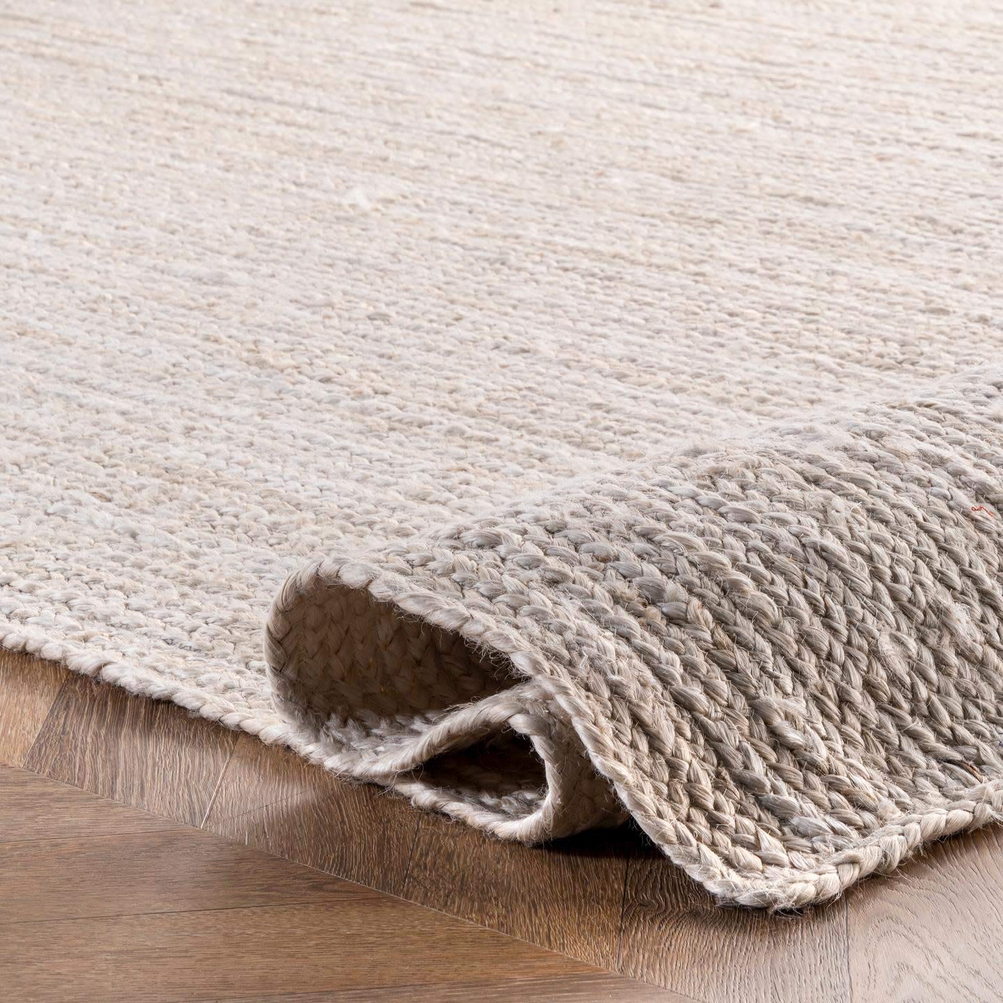 nuLOOM 2x4 Rigo Jute Hand Woven Area Rug, Off White, Solid Farmhouse Design, Natural Fiber, For Bedroom, Living Room, Dining Roo