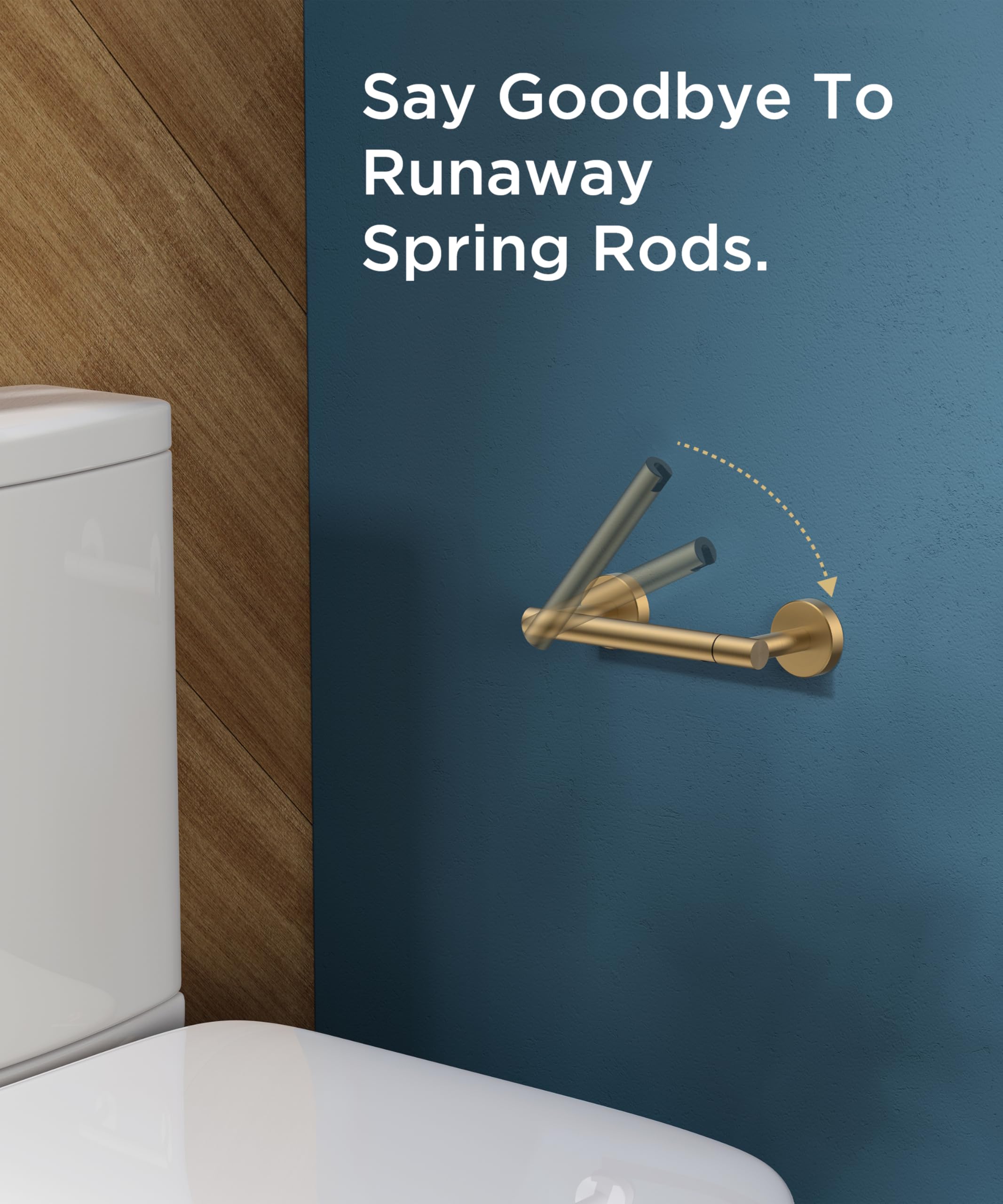 FORIOUS Toilet Paper Holder Suitable for Any Place  Brushed Gold Wall Mounted  Double Post Pivoting Toilet Paper Holder Gold SUS 304 Stainless Steel