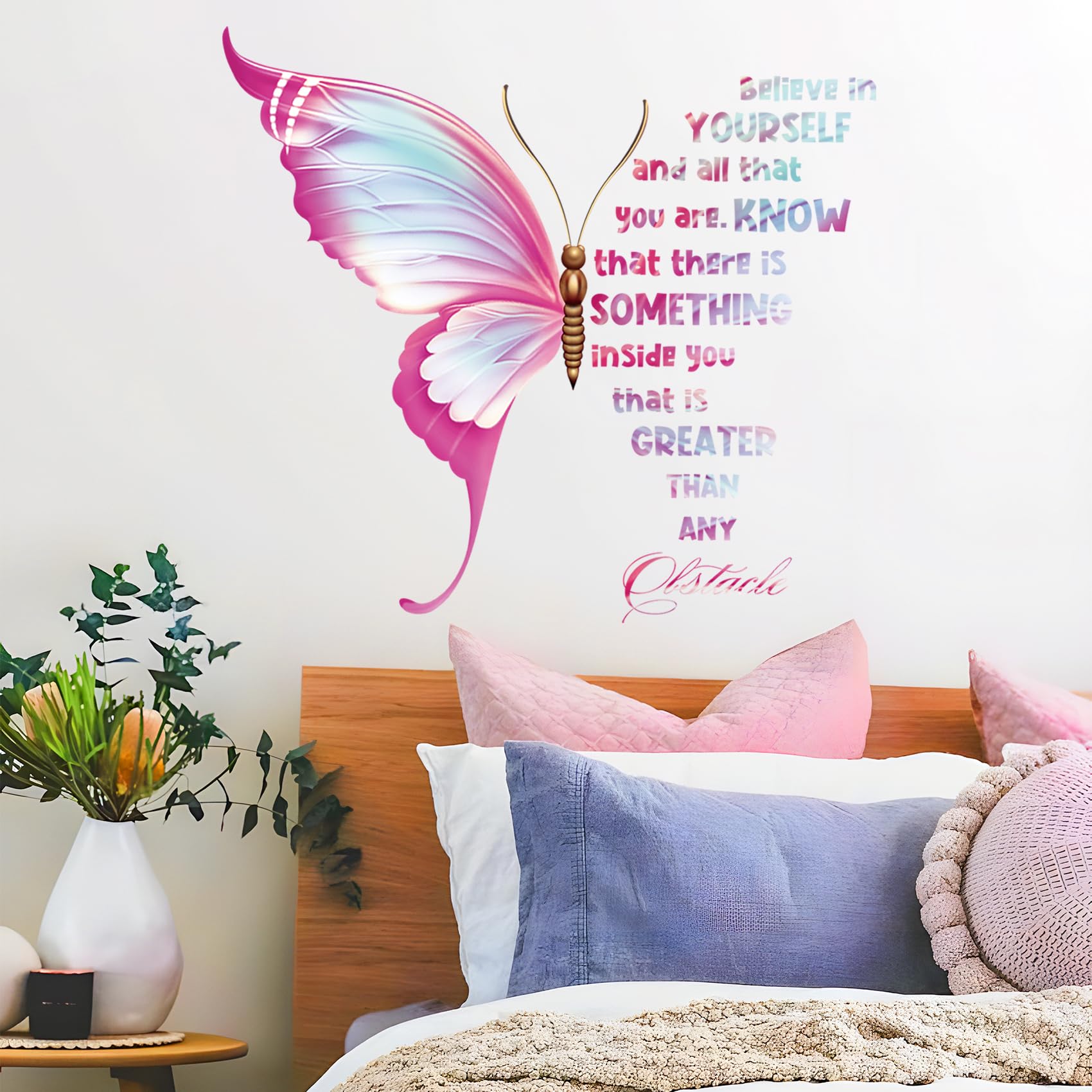 Large Inspirational Butterfly Wall Decals Stickers, Motivational Saying Positive Peel And Stick Wall Art Decals For Women Girls