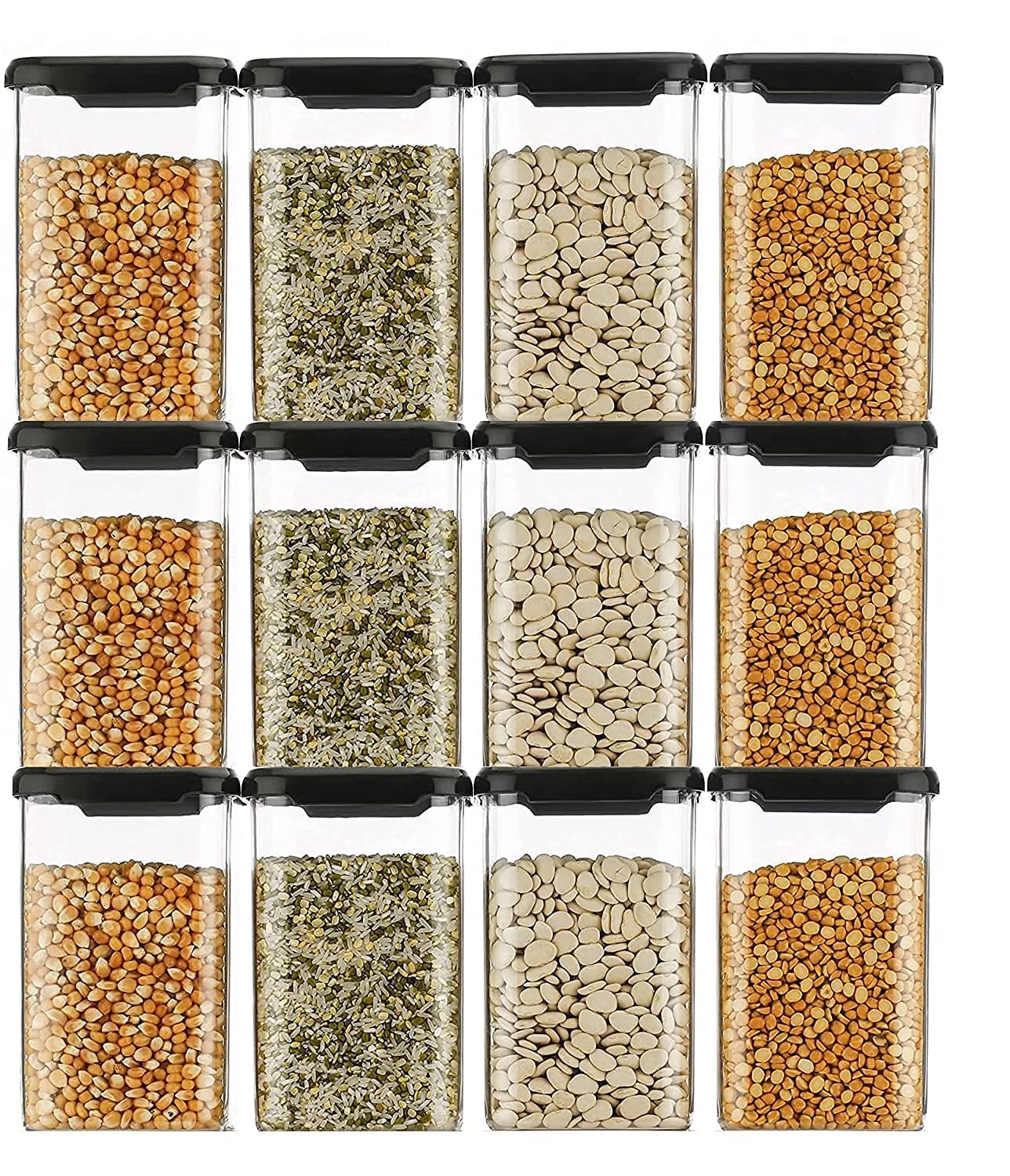 Foxtail Plastic Square Storage Containers, Kitchen Containers Set, 1100Ml Unbreakable Storage Jar, Storage Box For Kitchen, Airt