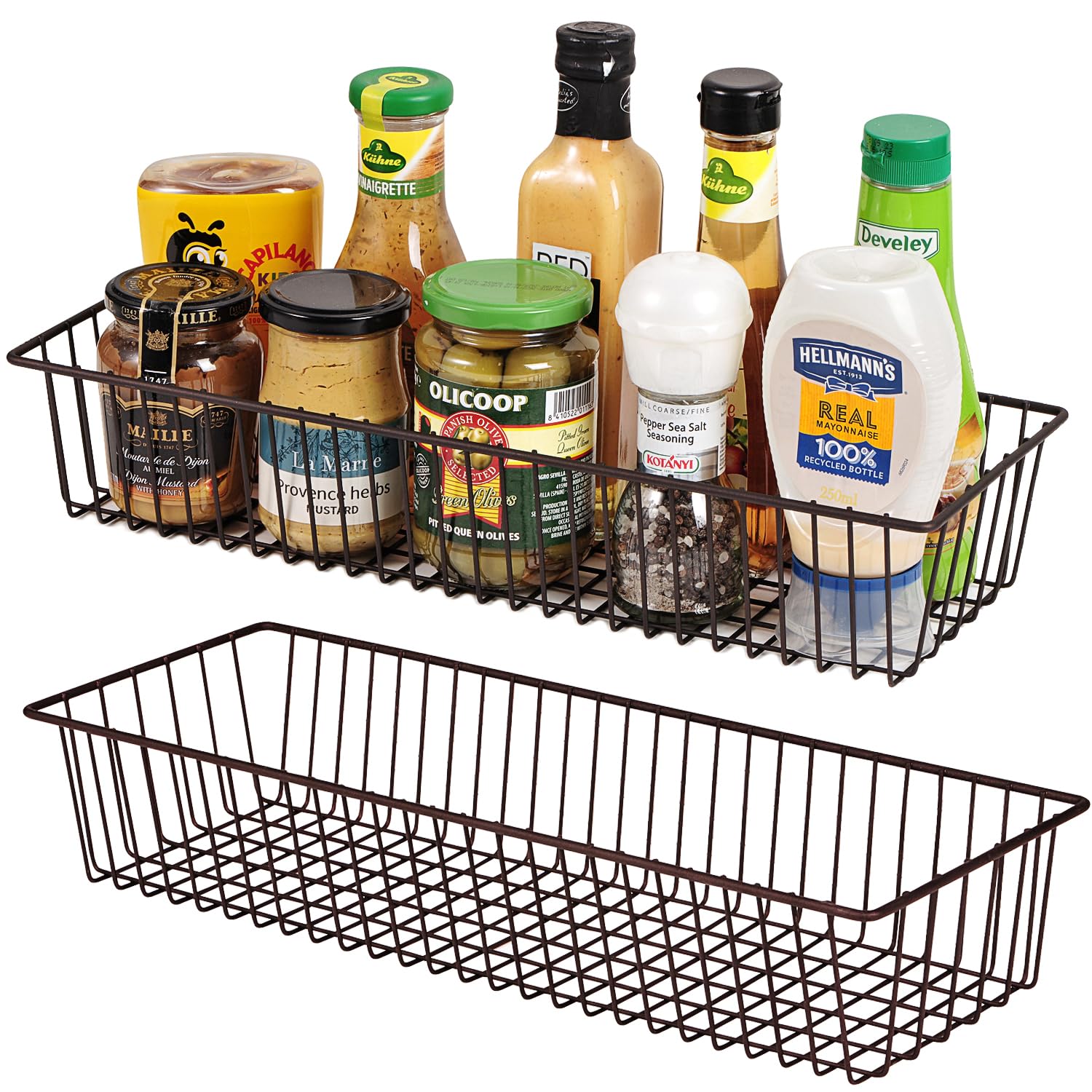 Farmhouse Decor Metal Wire Storage Organizer Bin Basket(2 Pack) - Rustic Toilet Paper Holder - Home Storage Organizer For Bathro