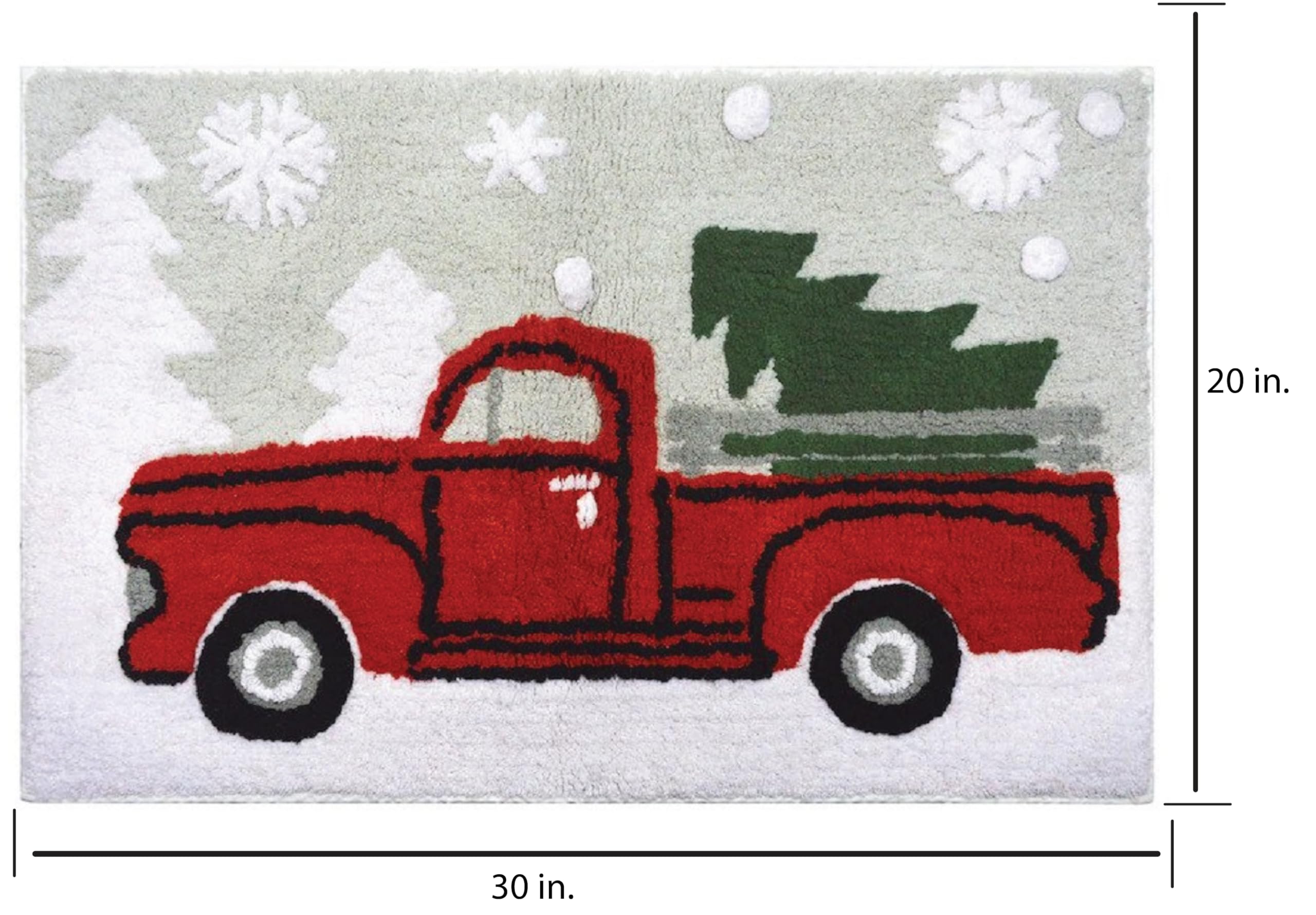 Gilbins Christmas Holiday Decor Square Pick Up Truck With Christmas Tree Water Absorbent Bathroom Vanity Bath Rug 20X30, 100% Co