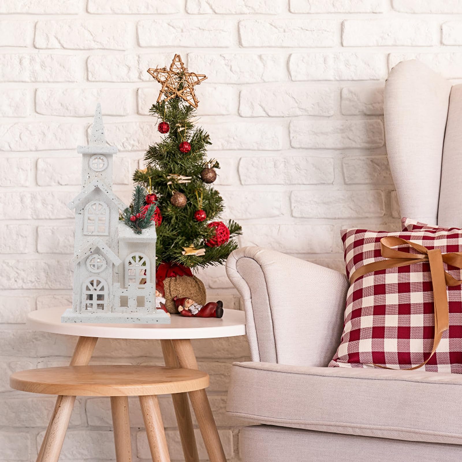 Christmas House Home Adornment Luminous Decor Xmas Home Ornament Delicate Decor Desktop Prop Desktop Christmas Showcase Ornament