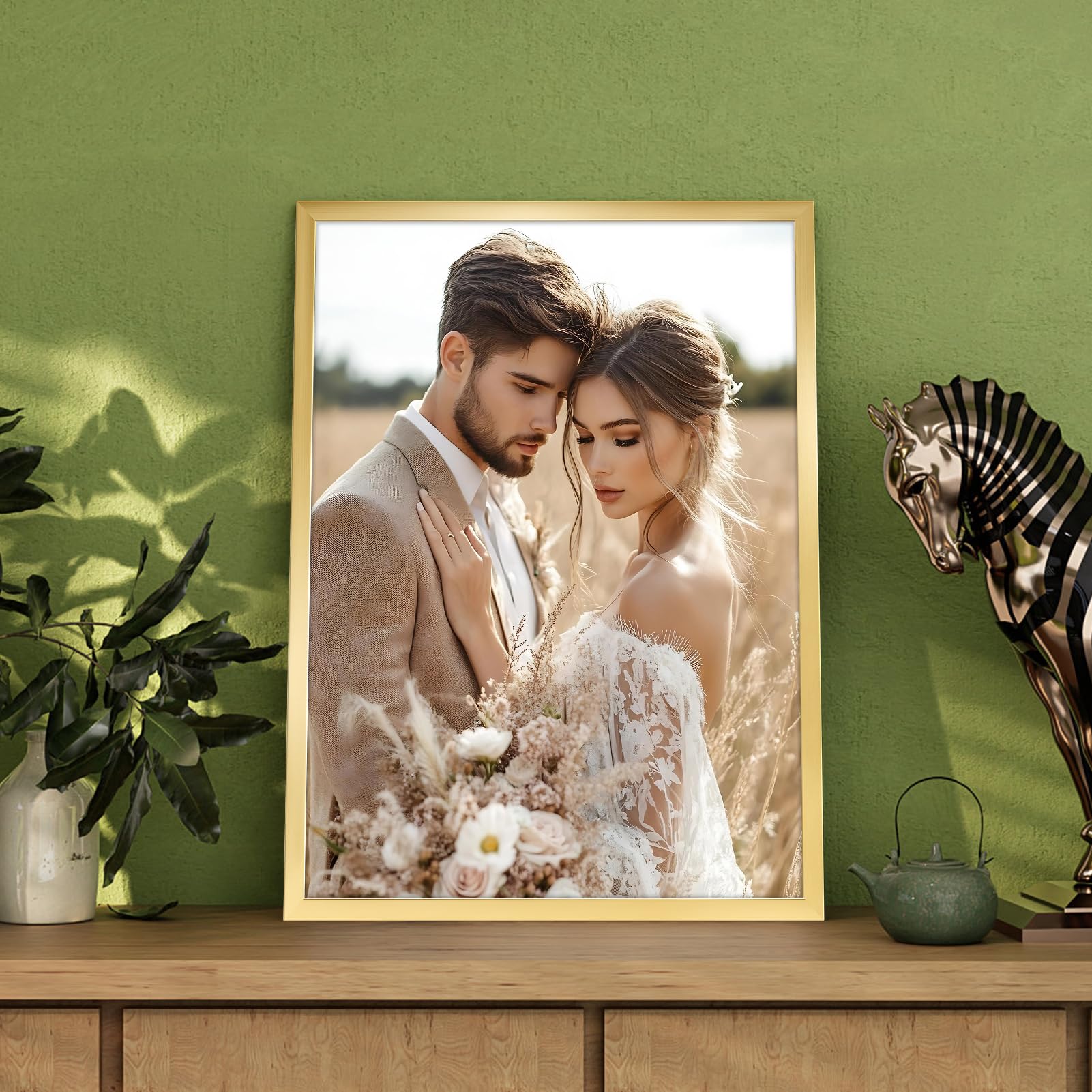 Giftgarden 11x14 Picture Frame Gold, 11 by 14 Thin Photo Frame for Wall Tabletop Display, Single