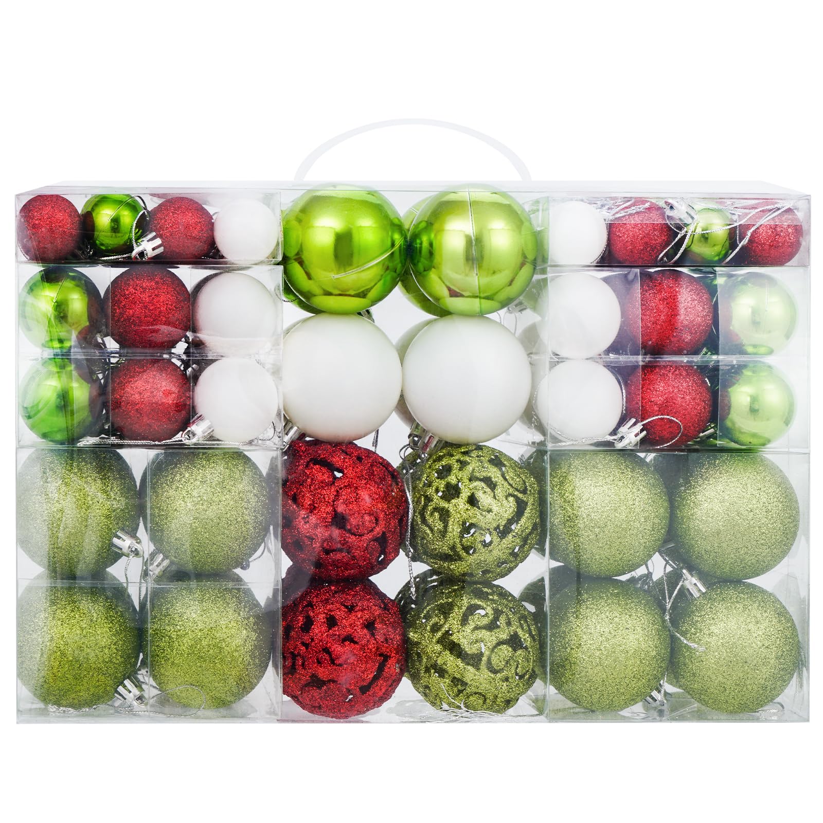 Christmas Balls Tree Ornaments Set, Shatterproof Xmas Decorations Set with Reusable Hand-held Gift Package for Holiday Indoor Tr