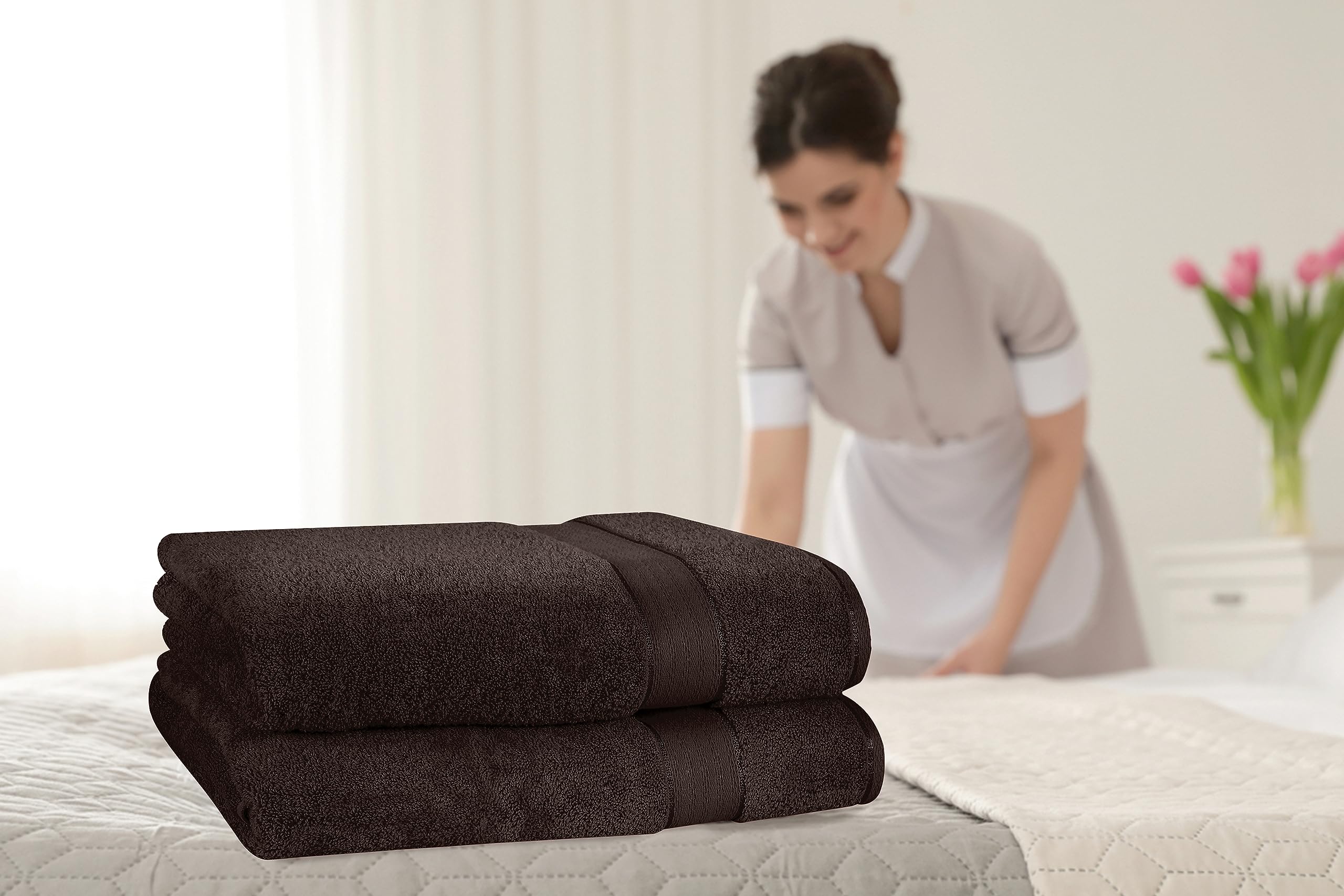 Glamburg 700 Gsm Premium 2-Pack Oversized Extra Large Bath Sheet Set - 100% Combed Cotton - 2 Bath Sheet 35X70 - Luxury Hotel &