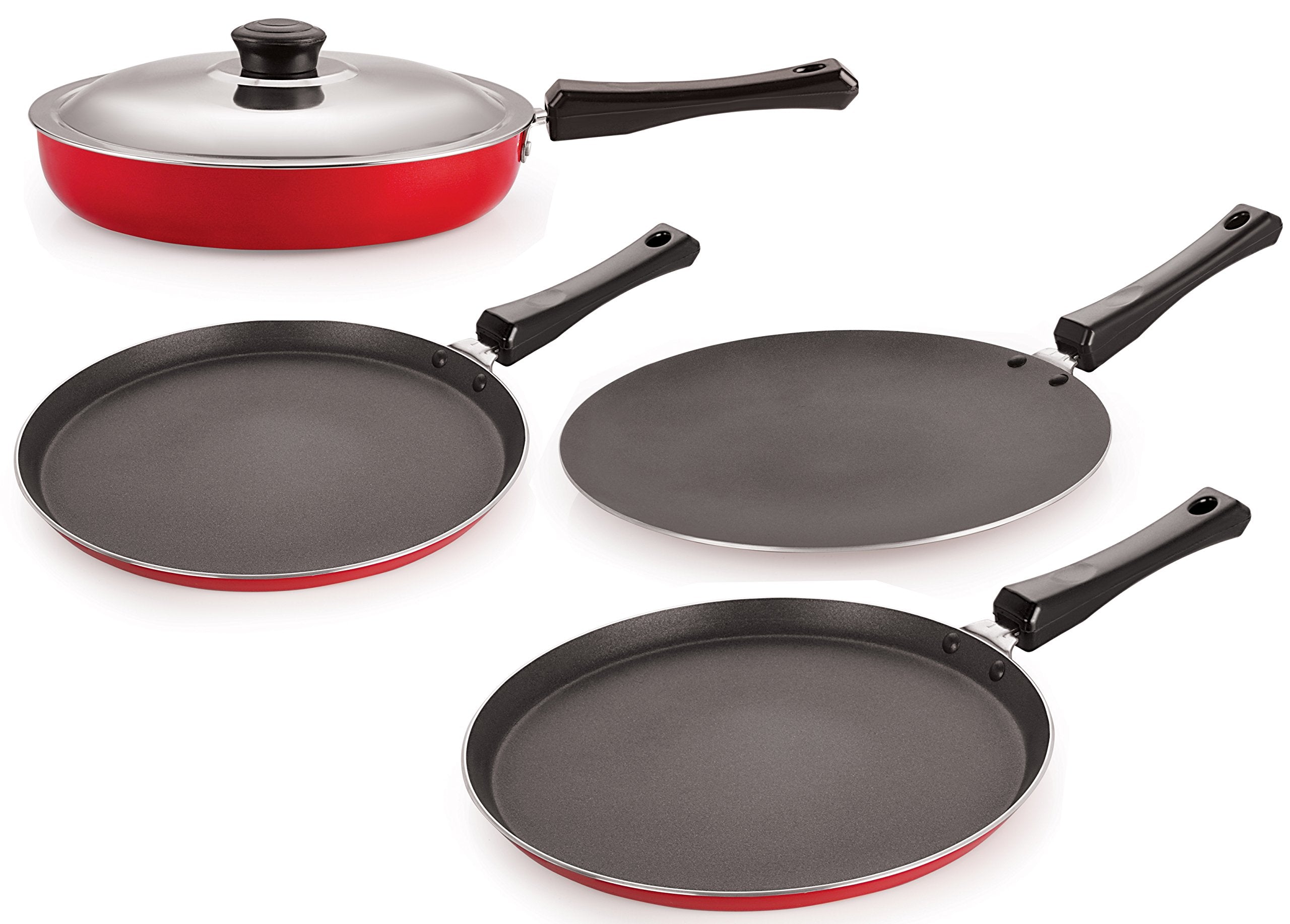 Nirlon NonStick Cookware Kitchen Cooking Utencil Combo Set, (26_Ft13_Ct_Fp12_Ft10),Pfoa Free