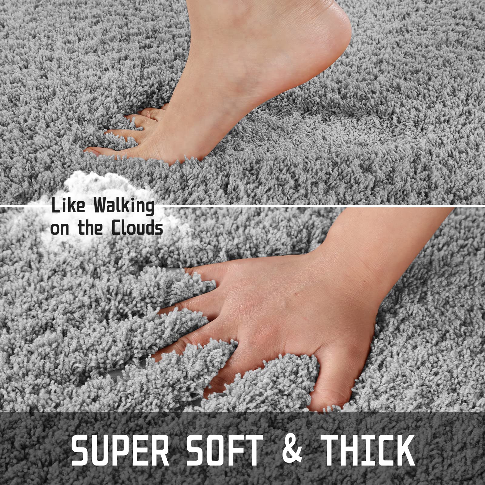 Yimobra Luxury Fluffy Bathroom Rugs, Super Elastic Soft Thick Plush Bath Mat, Non-Slip Water Absorbent, Easier To Dry, Sturdy Sh