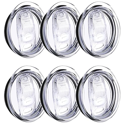 Xccme 20Oz Skinny Tumbler Replacement Lids 6 Pack,Spill Proof Splash Resistant Silicone Sliding Covers,Straw Friendly, Bpa Free