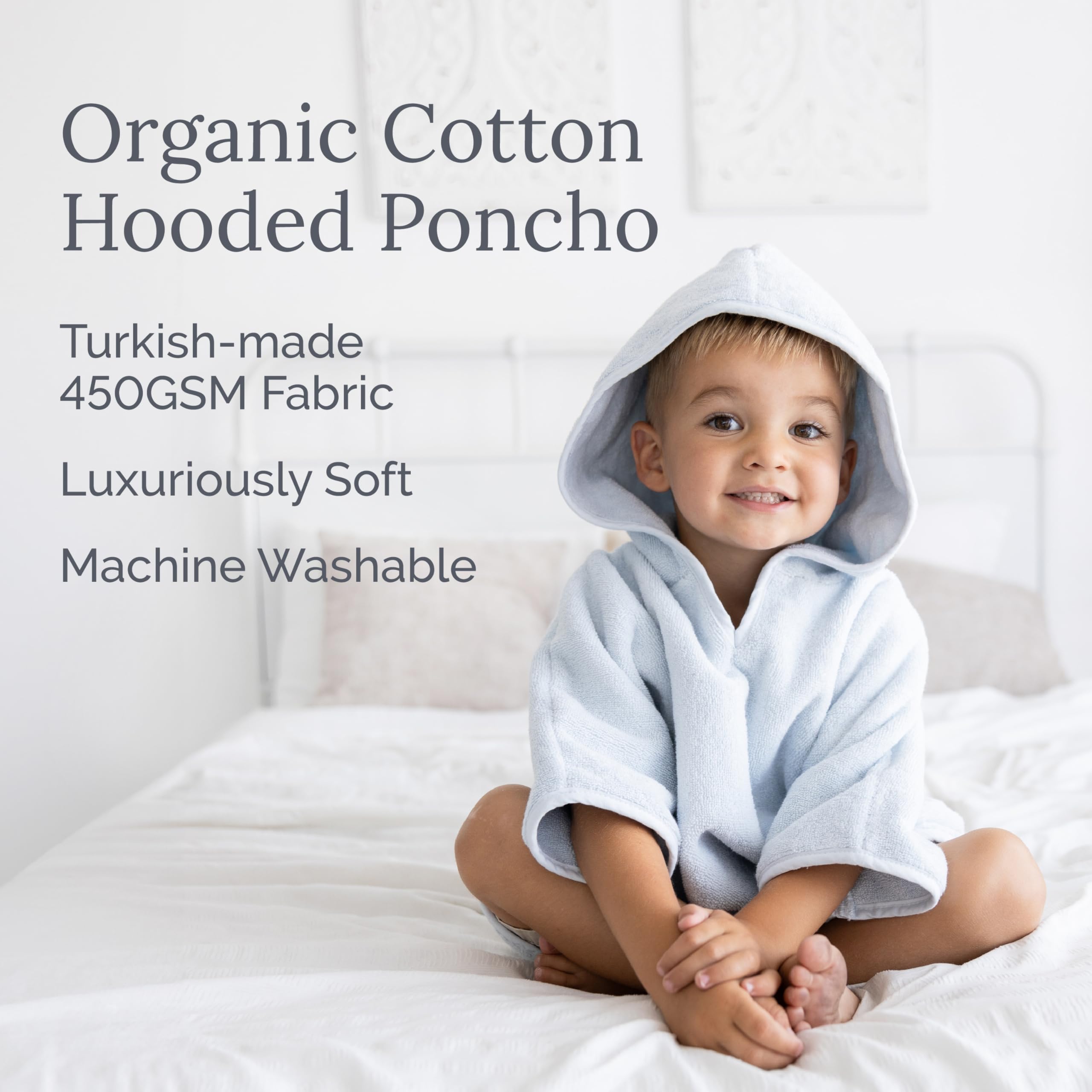 Natemia Organic Hooded Poncho Towel - Ultra Soft and Absorbent Cloud Touch Cotton Kids Cover-Up