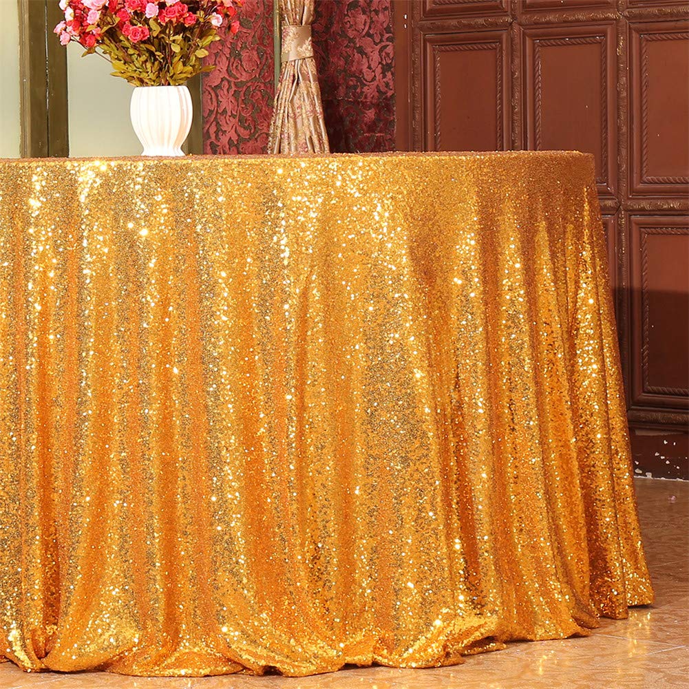 Eternal Beauty Sequin Tablecloth,Sparkly Table Cloth For Wedding Party, Christmas Decorations Round Glitter Tablecloth (120'', G