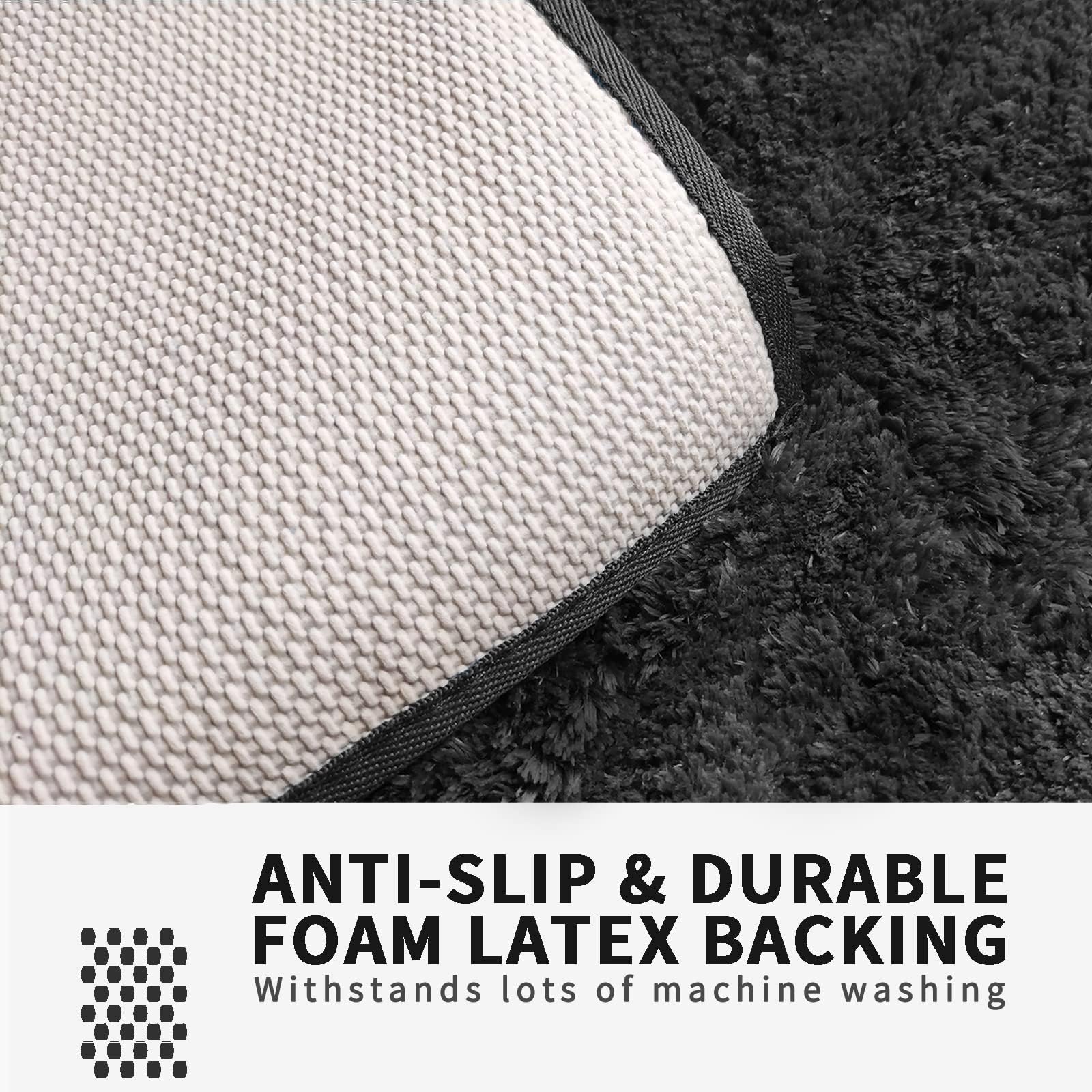 FIFU Bathroom Rug Mat Non Slip  Extra Soft and Absorbent Microfiber Bath Rugs  Plush Shaggy Bath Carpet Runner  Machine Washable  Bath Mats for Bathroom  Tub and Shower  24x48 Inches Black
