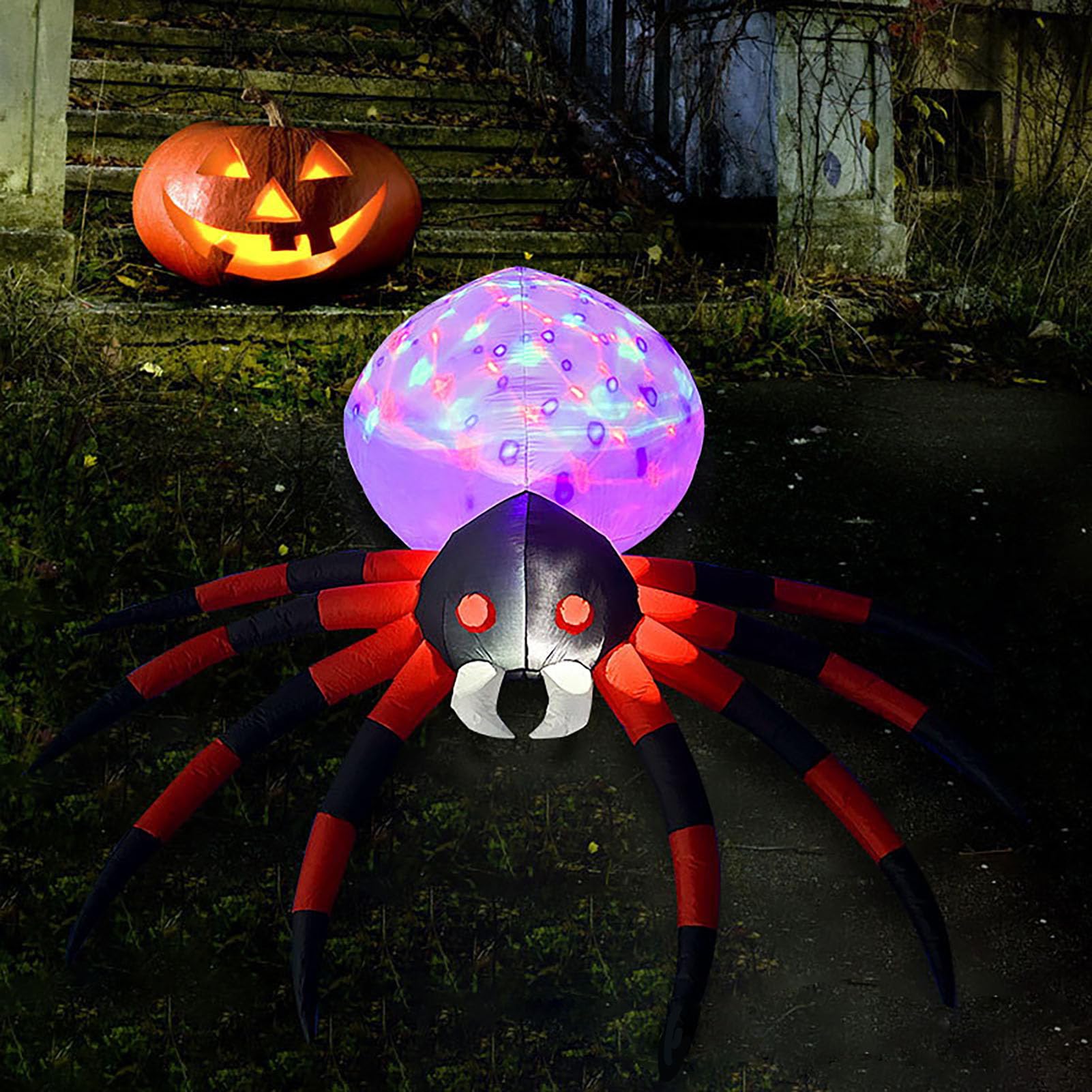 Decfine Halloween Blow up Inflatable Spider Decoration-Lighted Blow-Up for Home Yard Garden Indoor and Outdoor Decoration with B