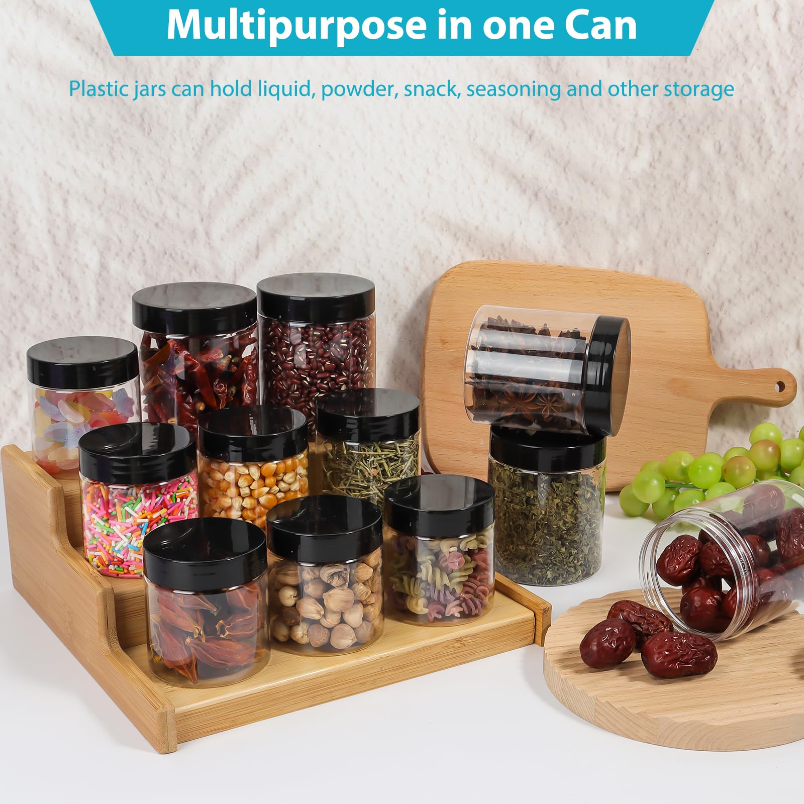 4 Oz Clear Plastic Round Jars With Black Lids, 50Pcs 4Oz 120Ml Leak-Proof Wide-Mouth Cosmetic Storage Containers For Kitchen Use