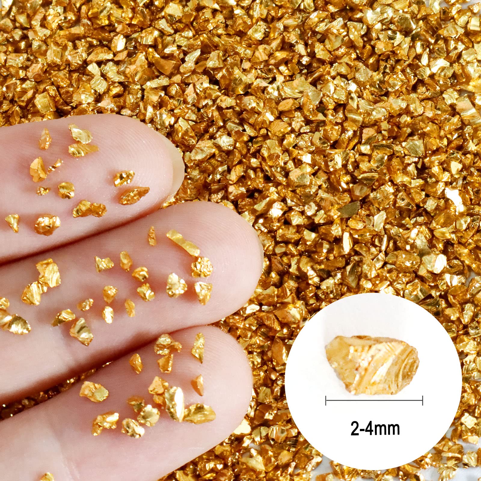 Ceya 53Oz 150G Crushed Irregular Glass Gold Metallic Crystal Chips Broken Glass Glitter 2-4Mm Craft Chunky Glitter For Nail Arts