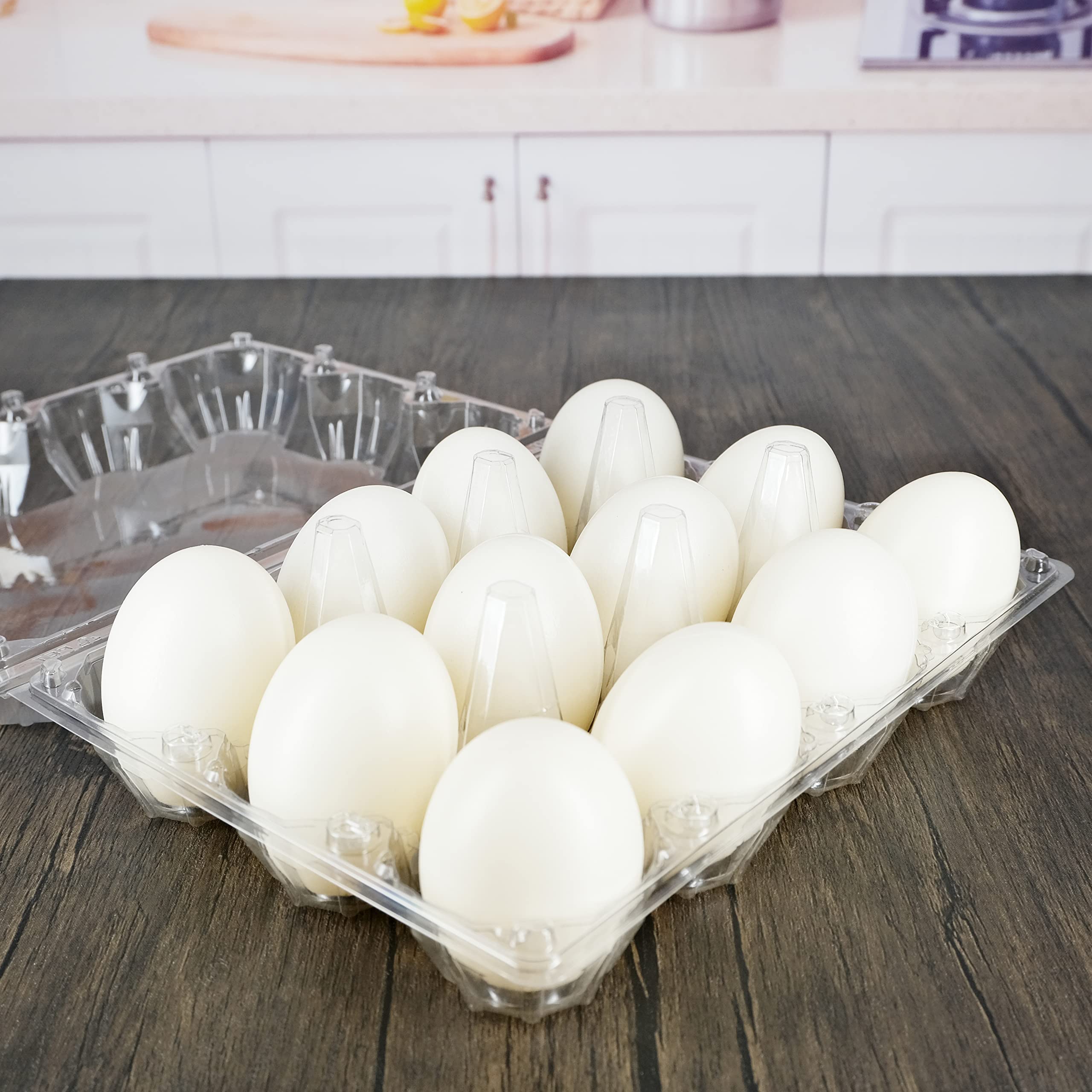 BULKBUY Egg Cartons 40 Packs, Clear Eco-friendly Plastic Blank Egg Cartons with Free Labels, Holds up to 12 Duck Eggs Securely,