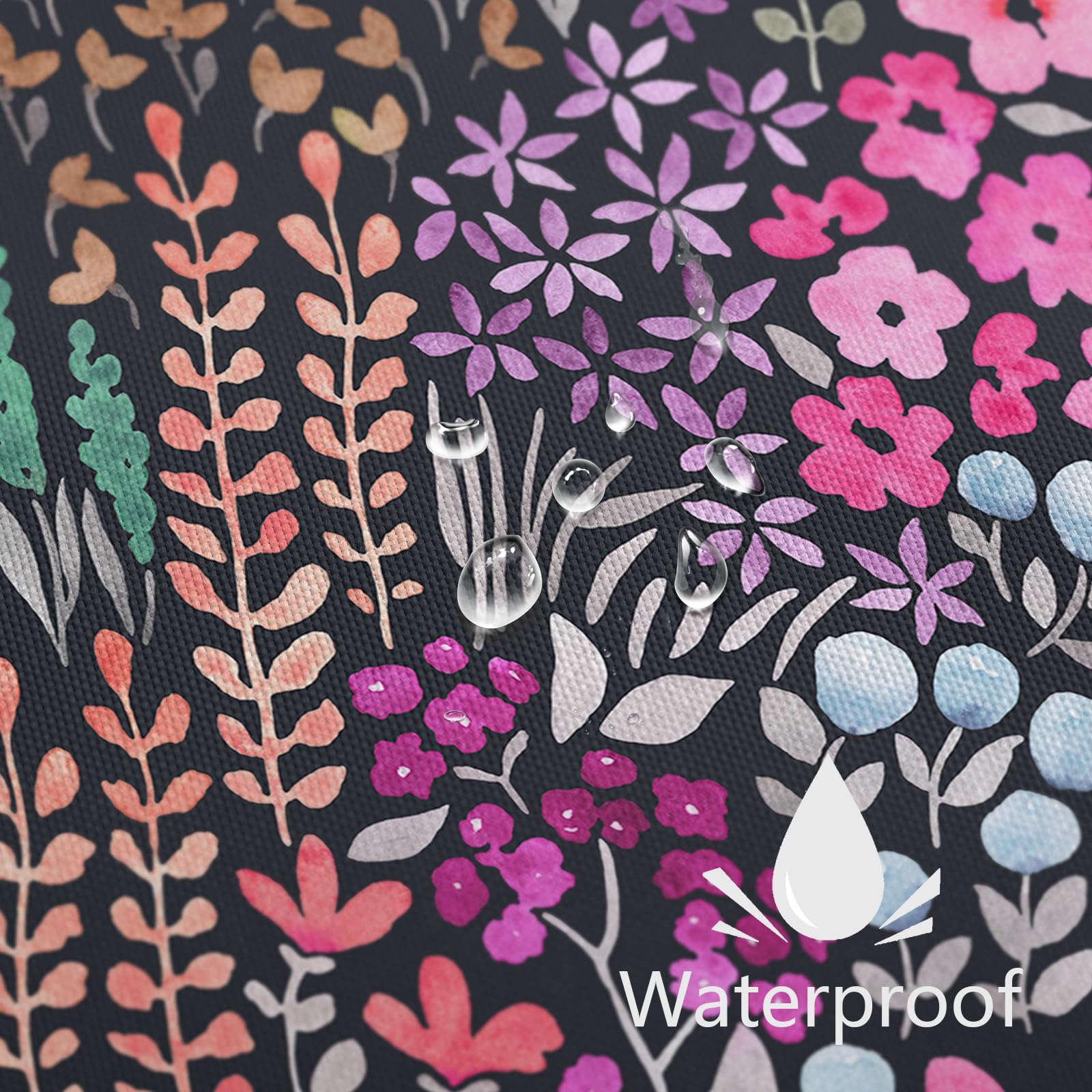 Mayzus Small Stall Shower Curtain 36 X 72 Inch, Half Narrow Cute Floral Shower Curtain For Bathroom, Black Hot Pink Wildflower B