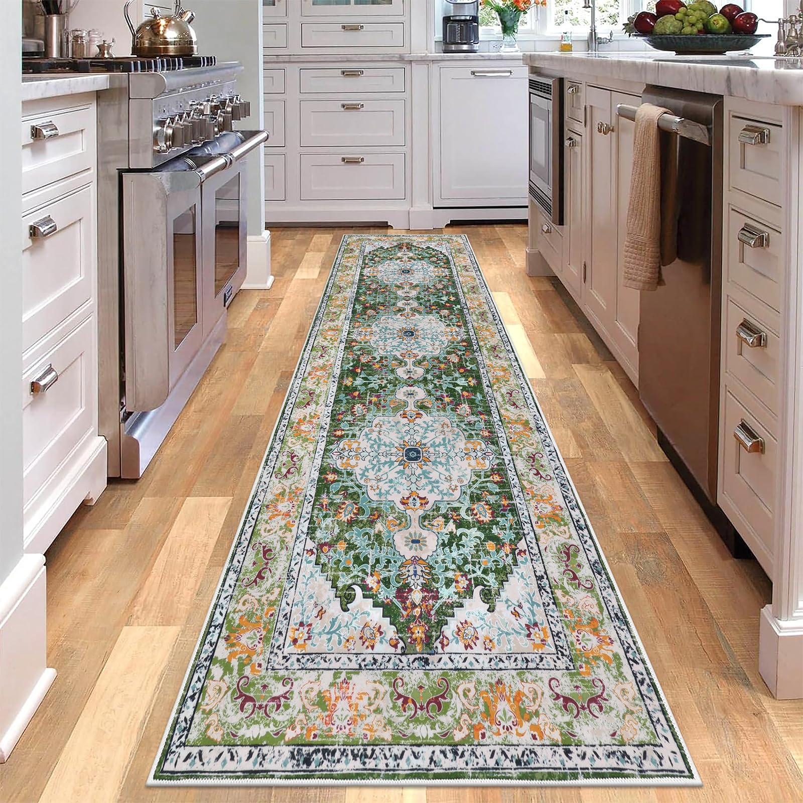 UArtlines 2.6 x 8 Boho Hallway Runner Rug, Non Slip Washable Vintage Farmhouse Accent Area Rug Carpet for Kitchen Entryway La