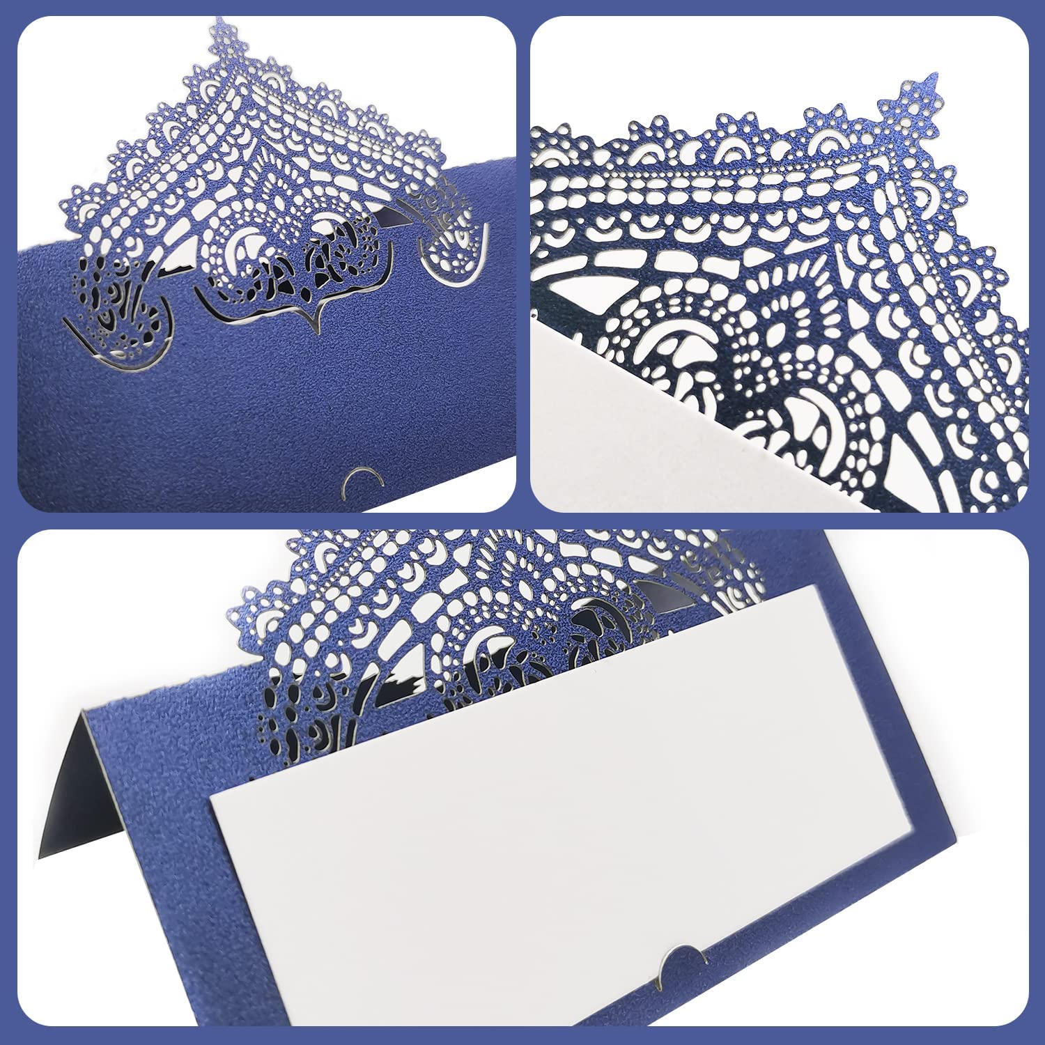 50 Pcs Laser Cut Wedding Place Cards Tented Name Card Folded Cards Blank Cardstock For Wedding, Banquet Tables,Table Setting, Bu