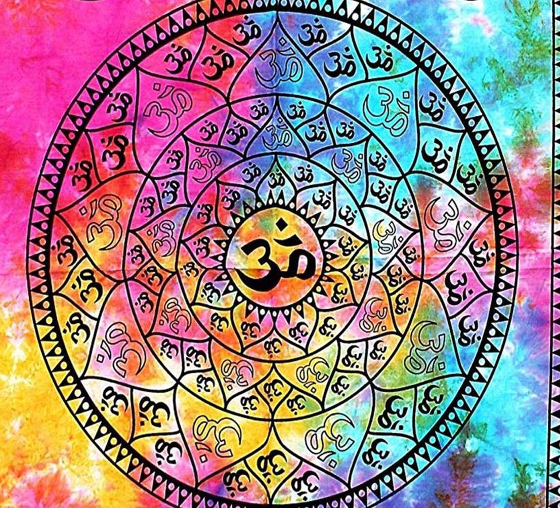 Purpledip Cotton Wall Poster 'Om, The Sound Of Vedas': Bohemian Wall Hanging (20036)