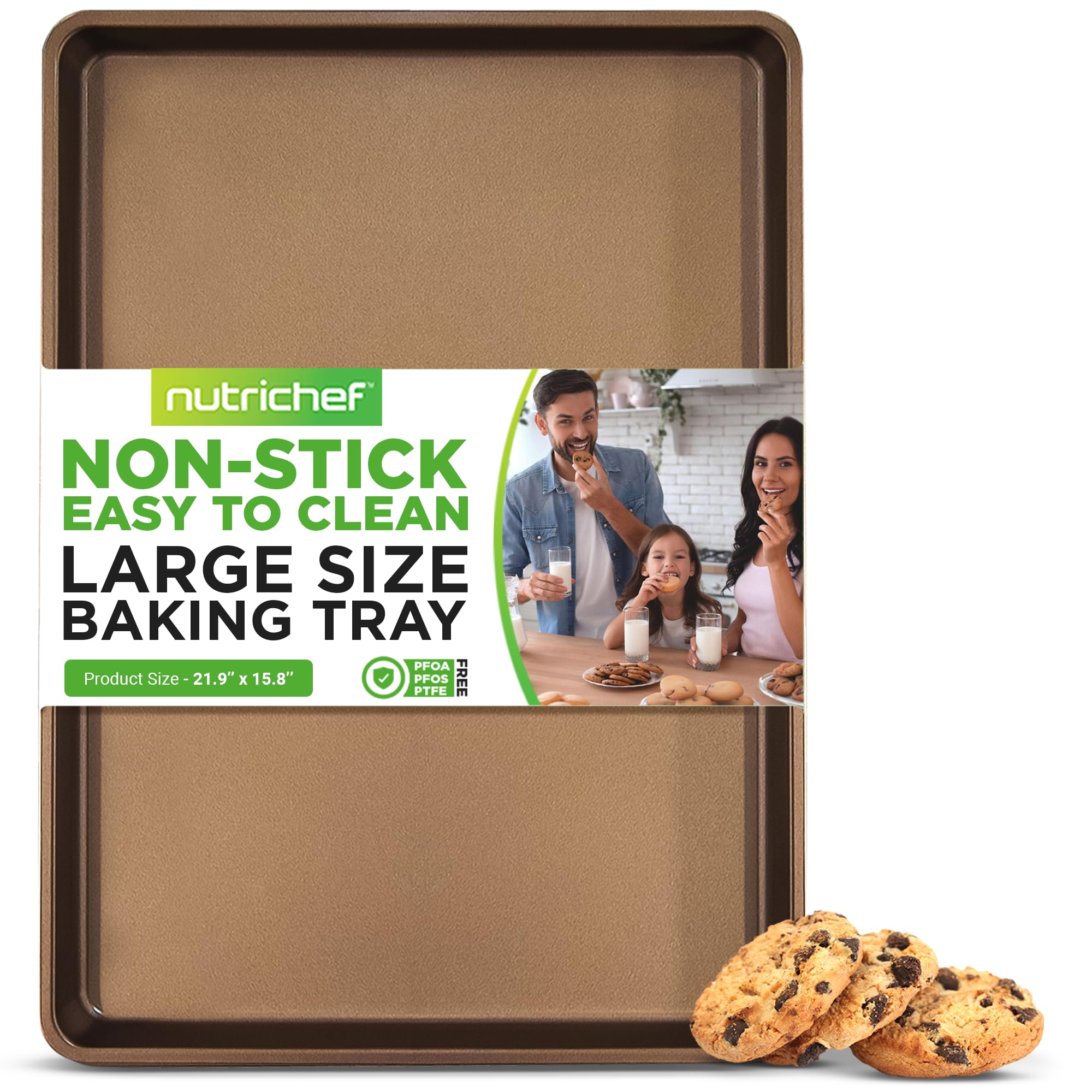 Nutrichef Nonstick Xl Cookie Sheet Baking Pan, Extra Large 22 Inch X 16 Inch, Carbon Steel Oven Baking Sheet For Cookies & Pastr
