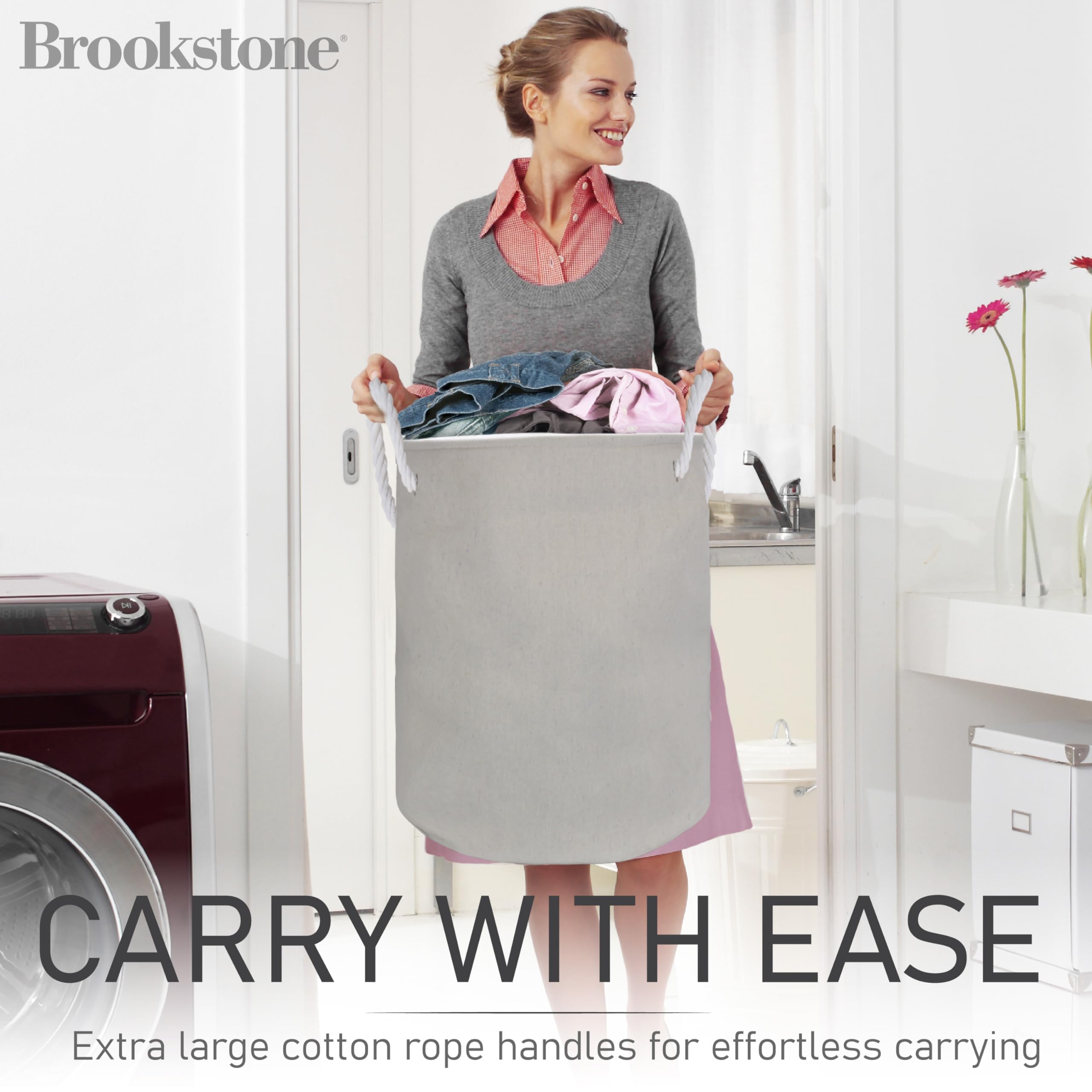 Brookstone, Spacious Laundry Hamper With Cotton Rope Handles, Perfectly Sized For Everyday Use, Durable & Stylish Storage For Be