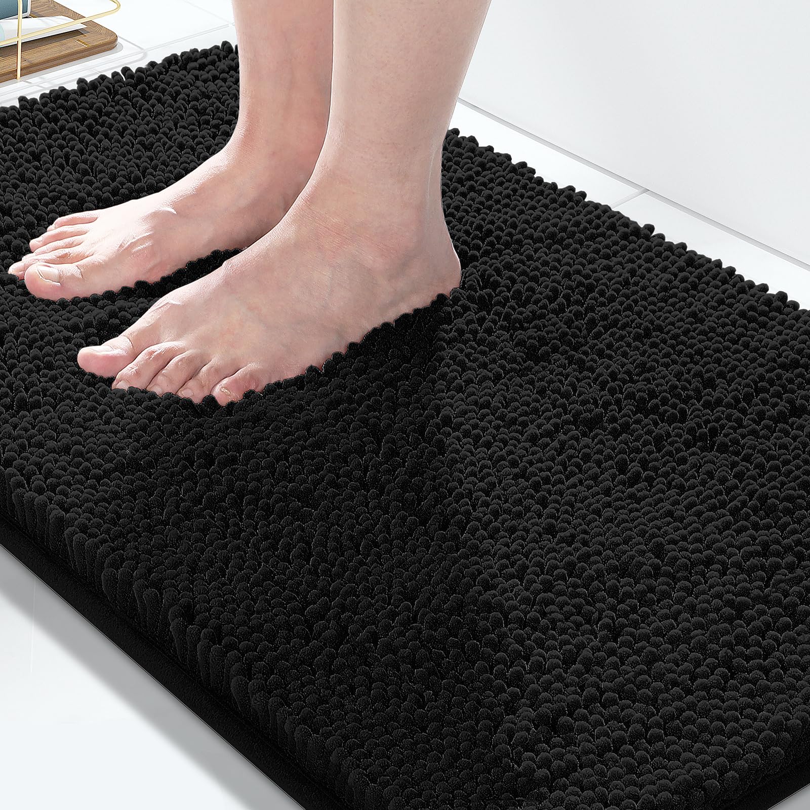 Yimobra Chenille Bathroom Rug, 32X20Inch, Extra Soft Shaggy Bath Rugs, Non-Slip Bathroom Floor Mat, Water Absorbent, Thick Durab