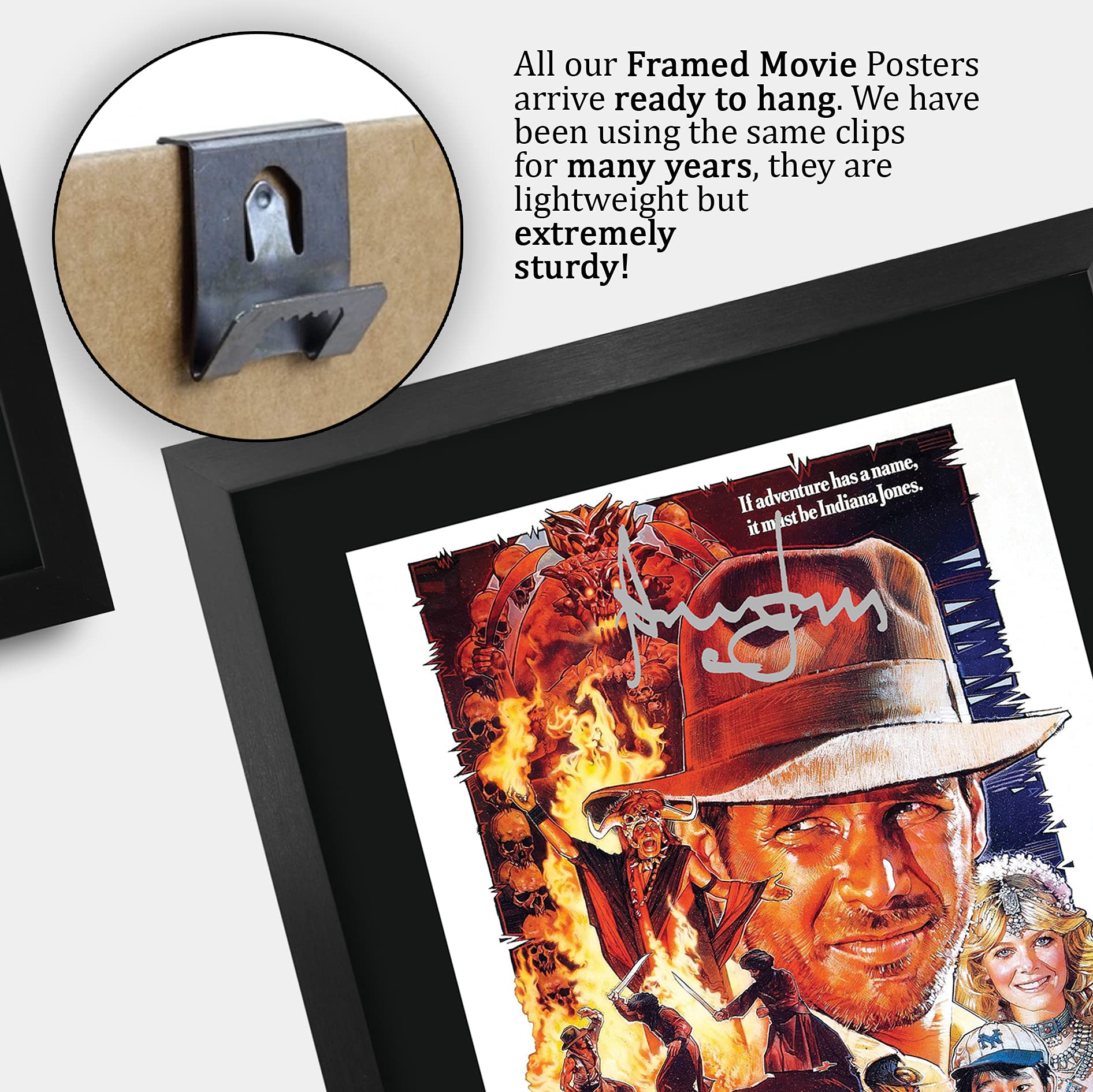 Hwc Trading Indiana Jones And The Temple Of Doom Movie Poster Harrison Ford Signed 16 X 12 Inch Framed Gift Printed Autograph Fi