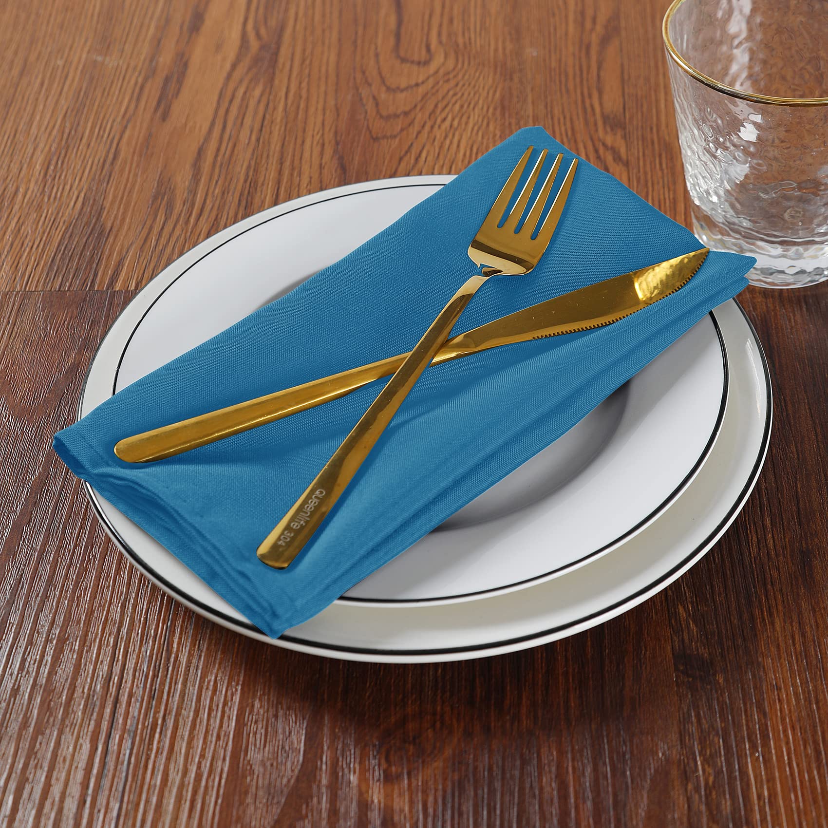 Cloth Napkins 20X20 Inch Washable Polyester Dinner Napkins Soft Table Napkins For Wedding Party Dining Banquet(Mediterranean Blu