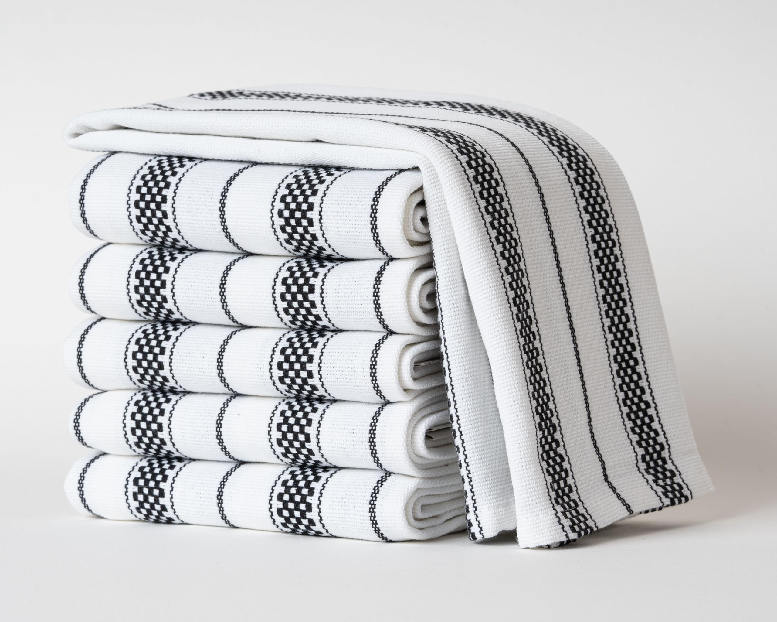 Casa De Lan Kitchen Towels Set - Pack Of 6 (20 X 30) Extra Large Premium Cotton Dish Towels For Kitchen - Chain Stripe Towels -