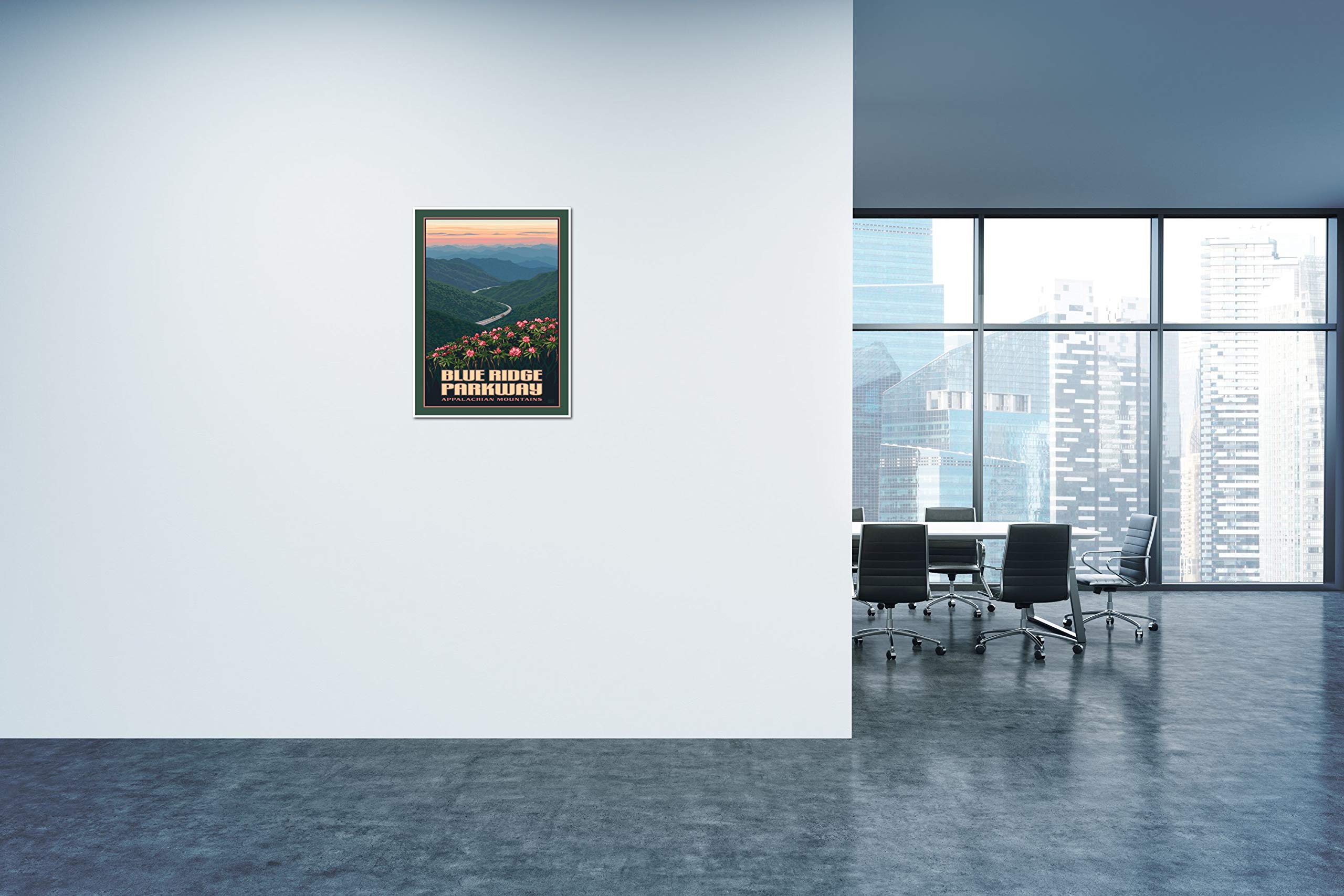 Blue Ridge Parkway Appalachian Mountains Giclee Art Print Poster From Travel Artwork By Artist Paul Leighton 18'' X 24''