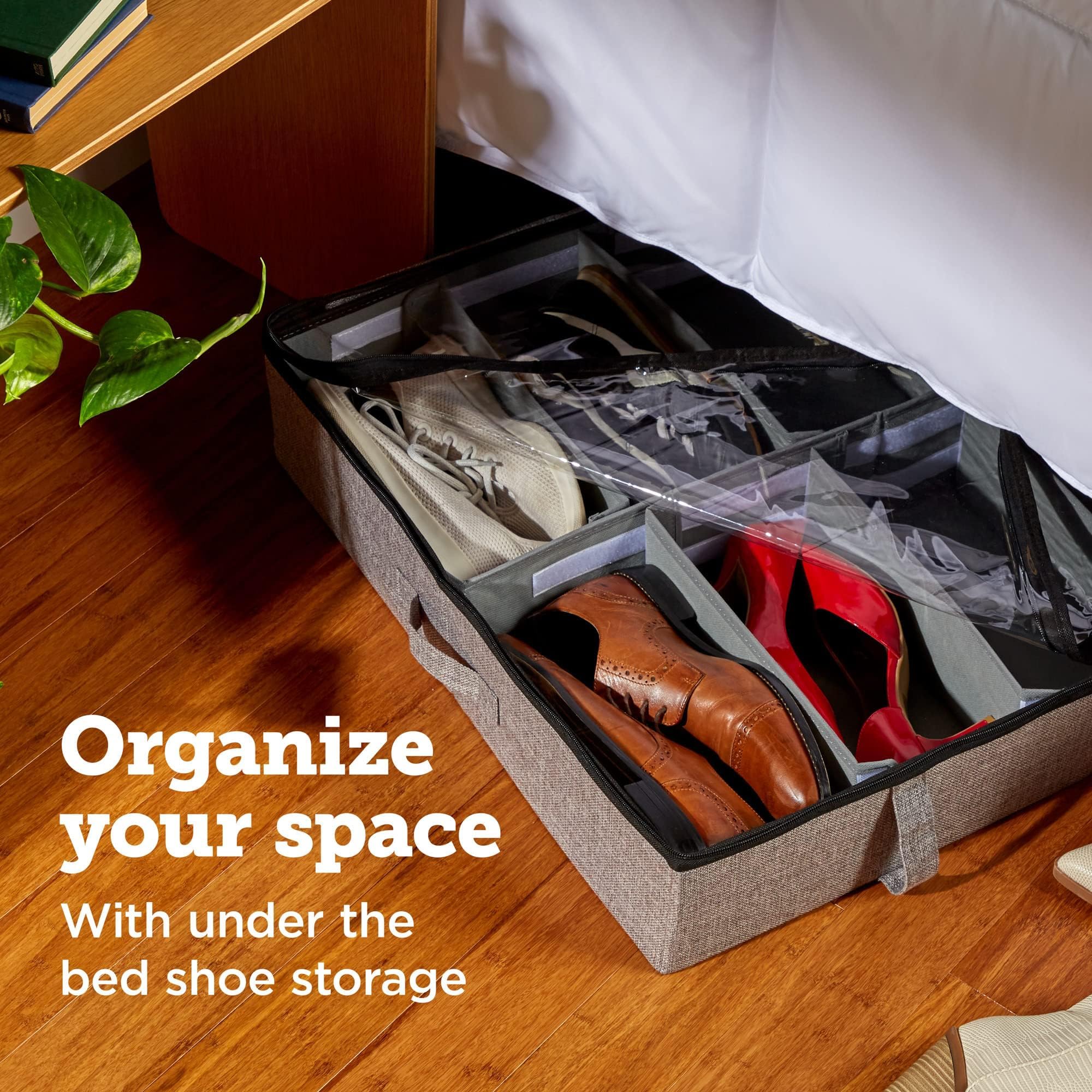 storageLAB Slim Under Bed Storage Containers, Closet Organizers and Storage Bins, 2 Pack Underbed Storage for Shoes, Adjustable