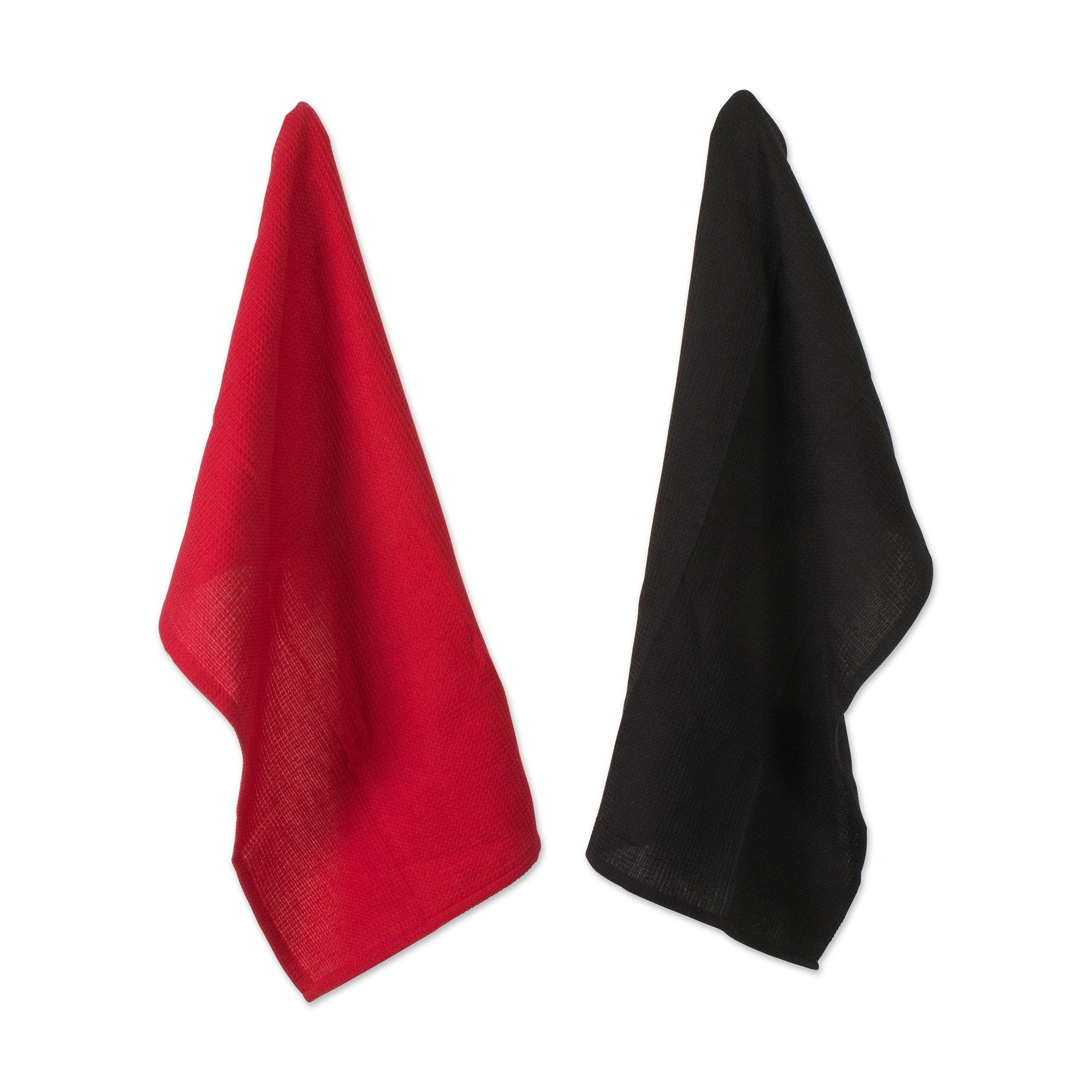 Dii Buffalo Check Kitchen Collection, Classic Farmhouse Kitchen Set, Potholder & Dishtowel, Red & Black, 3 Piece