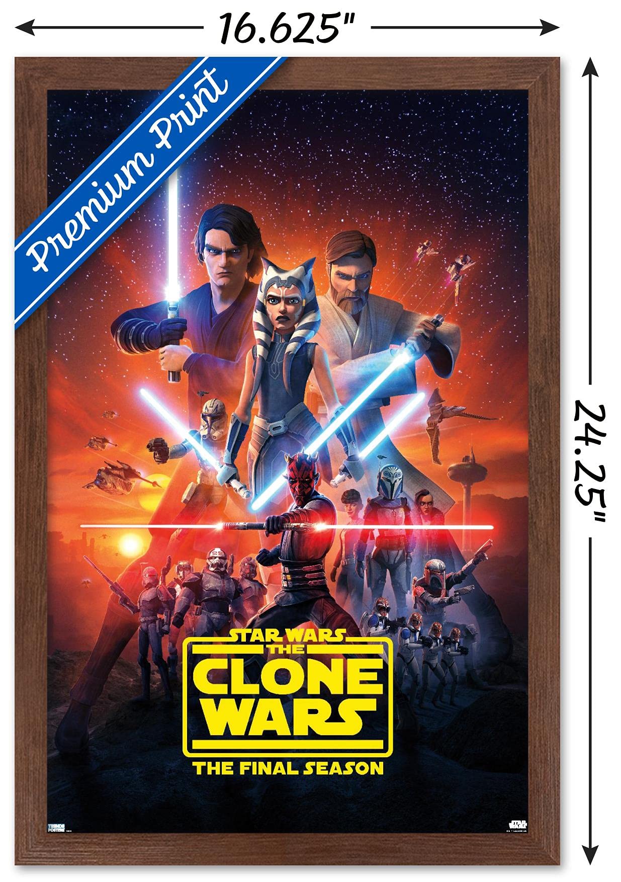 Trends International Star Wars: The Clone Wars - Season 7 Key Art Wall Poster, 14.725'' X 22.375'', Mahogany Framed Version