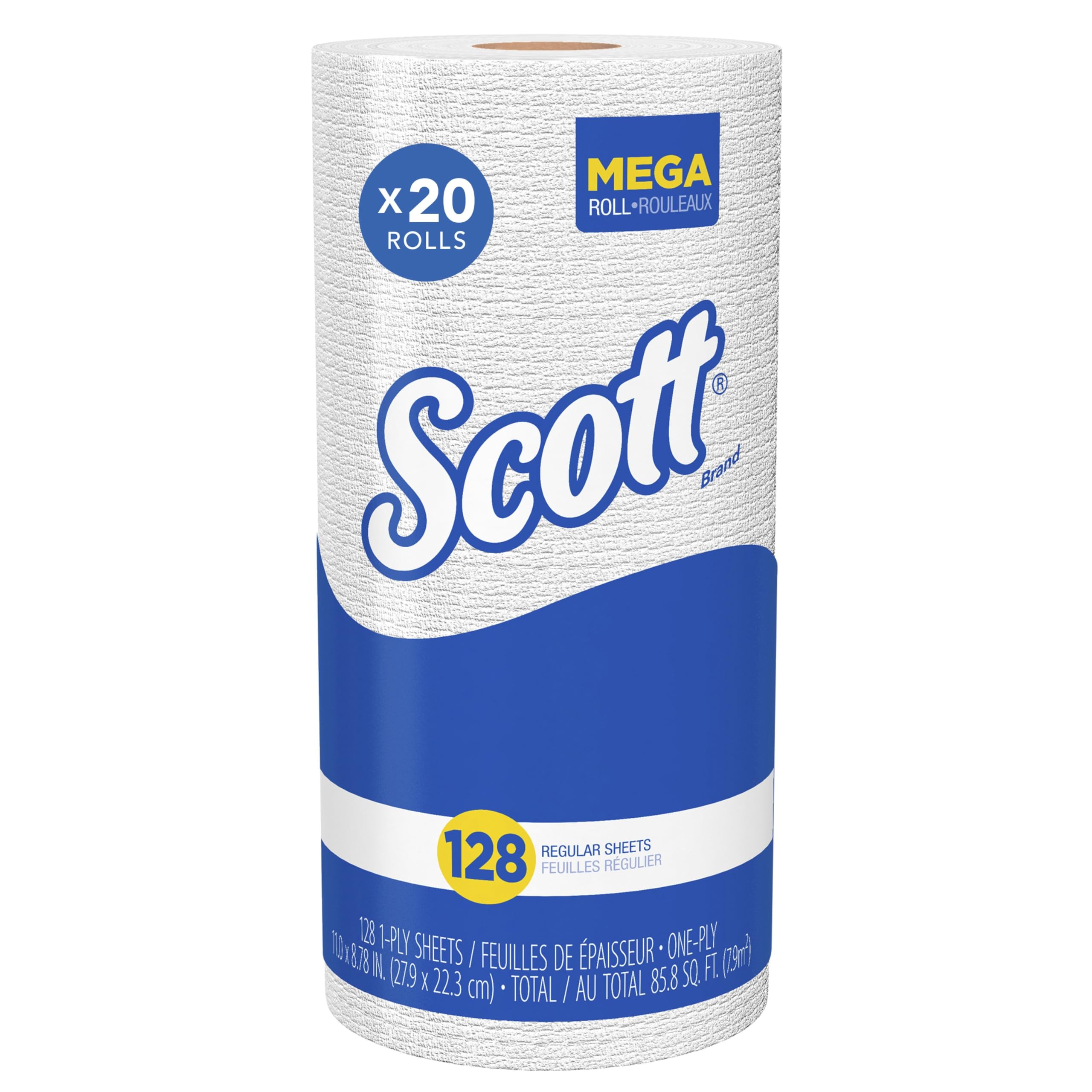 Scott Kitchen Paper Towels (41482) With Fast-Drying Absorbency Pockets, Perforated Standard Paper Towel Rolls, 128 Sheets / Roll