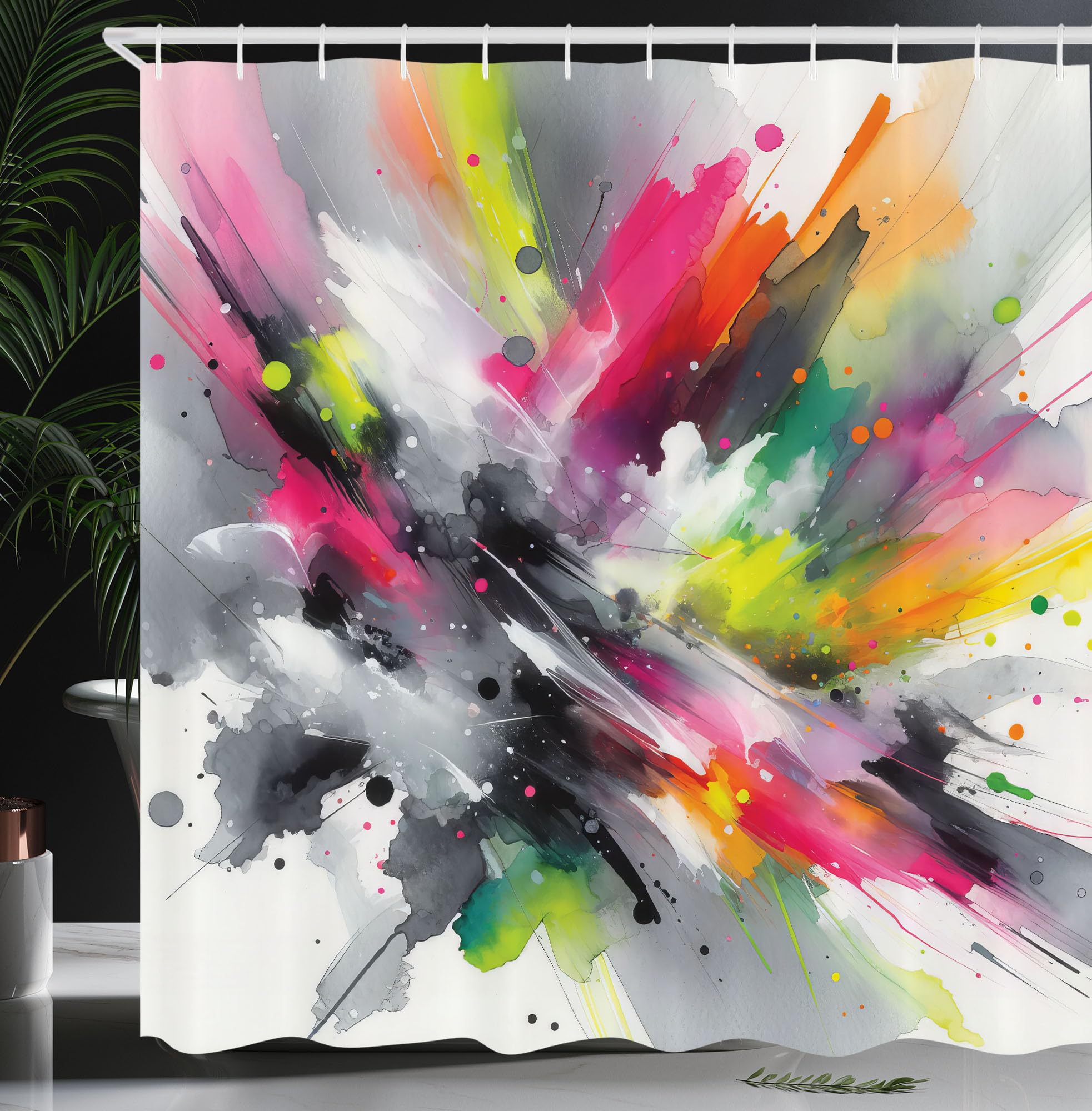 Ambesonne Colorful Shower Curtain, Contemporary Abstract Interpretation Of Jumble Tones With Dreamy Senses, Cloth Fabric Bathroo
