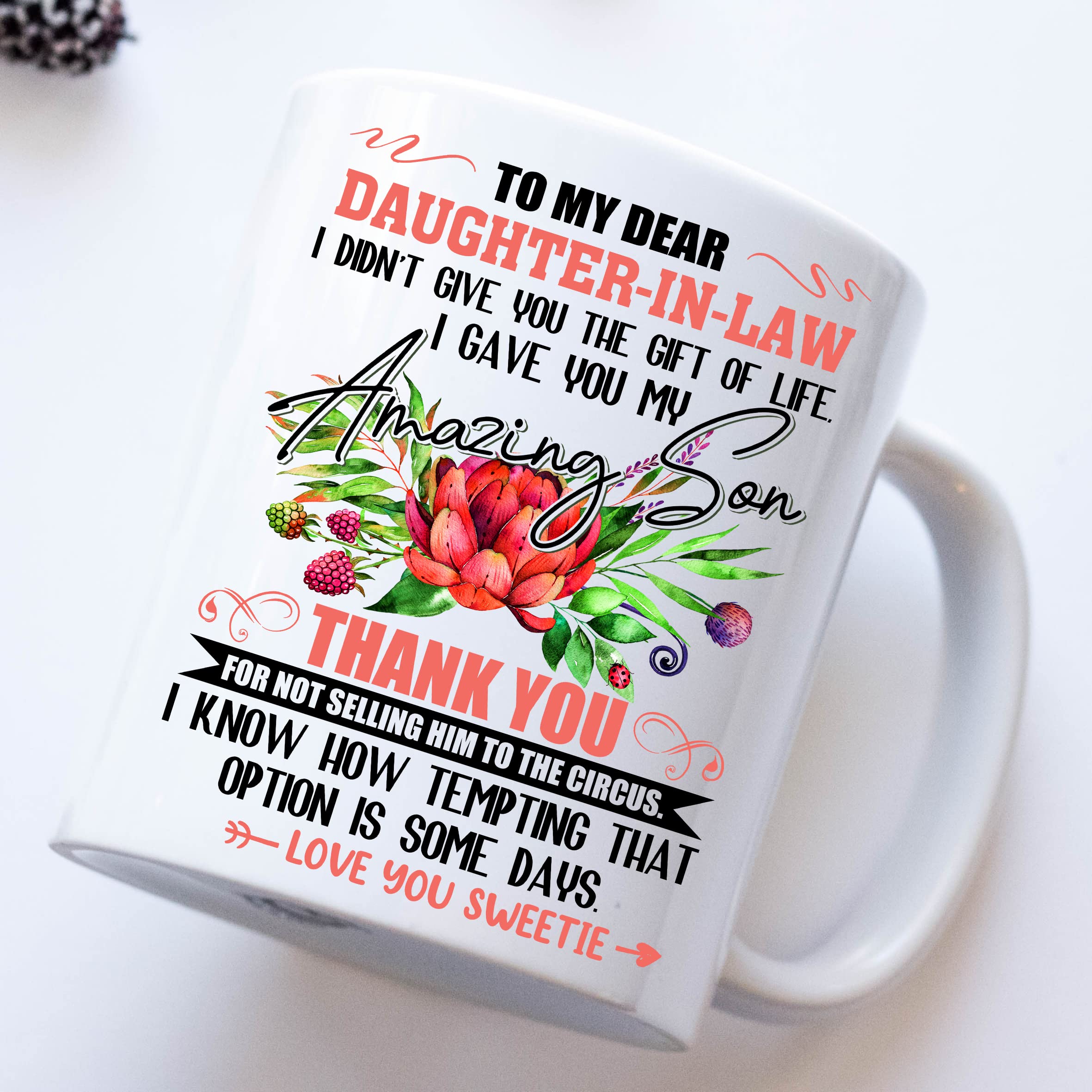 Perfectostore Daughter-In-Law Gifts From Mother-In-Law, To My Dear Daughter In Law I Gave You My Amazing Son- Christmas, Mothers