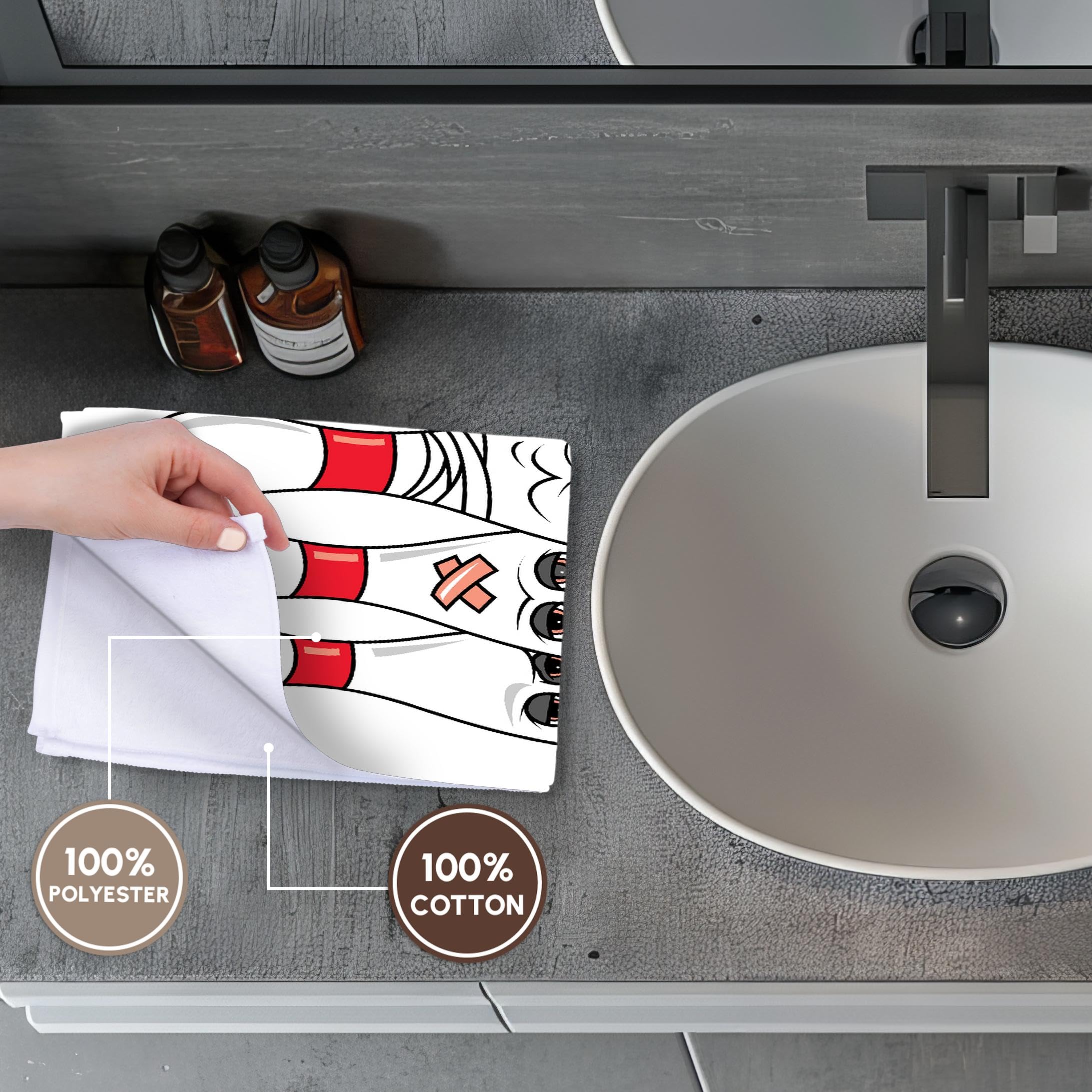 3D Rose Twl_116311_1 Funny Busted Up Injured Bowling Pins Cartoon Sports Design Towel, 15 X 22