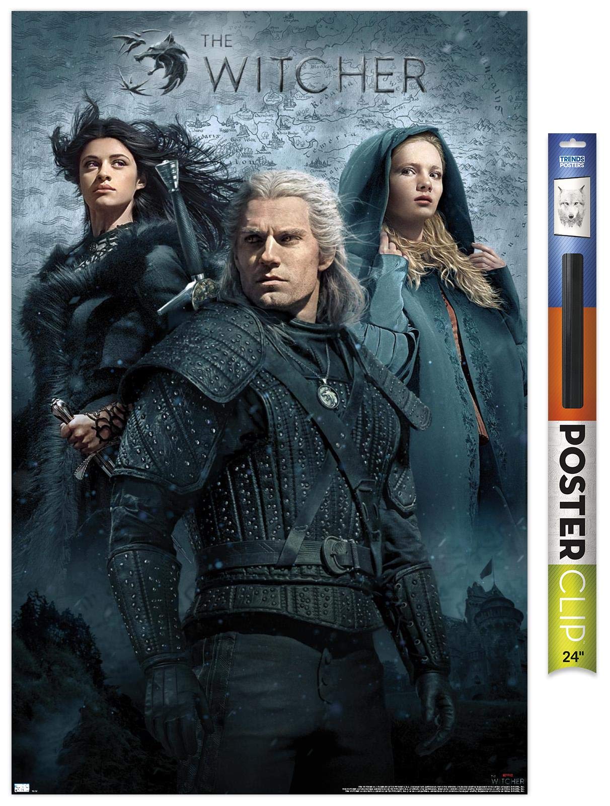 Trends International Netflix The Witcher - Key Art Wall Poster, 22.375'' X 34'', Poster & Clip Bundle