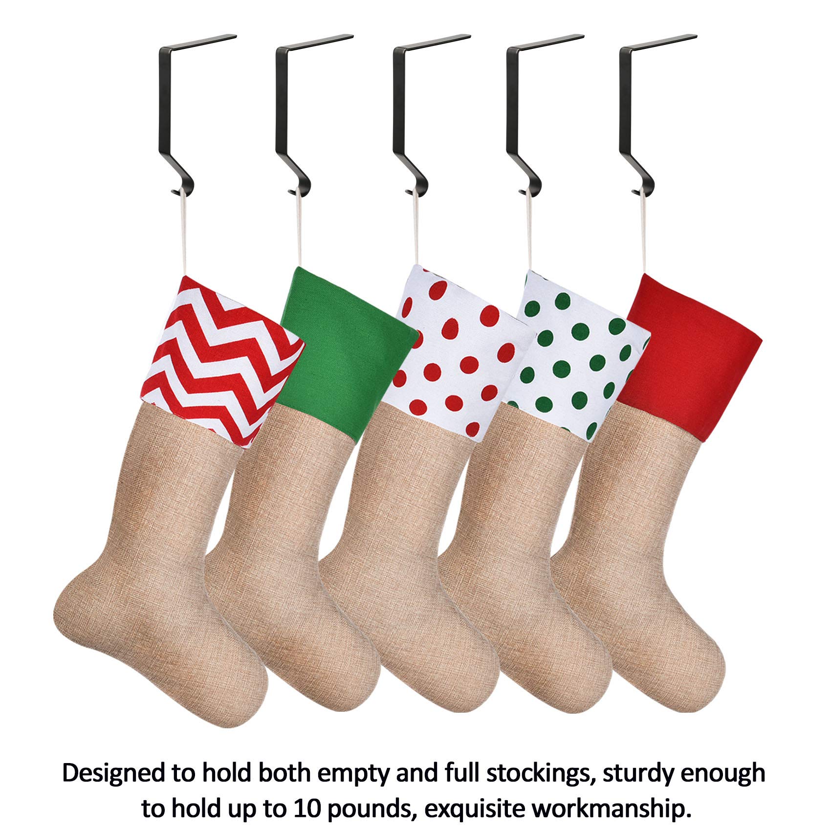 Sunshane Christmas Stocking Holders Metal Mantel Stocking Hanger Hooks Fireplace Hang Grips for Christmas Party Decorations (Bla