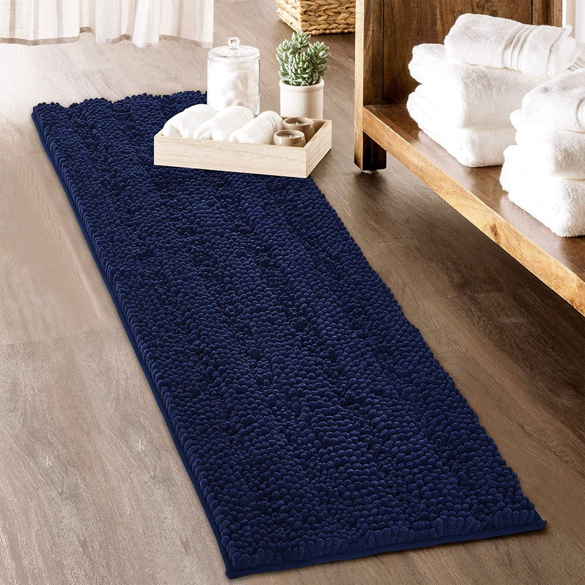Bath Mat For Bathroom - Soft Shower Rug Quick Drying Washable Absorbent Non-Slip Super Soft Chenile Bathtub Carpet Decorations F