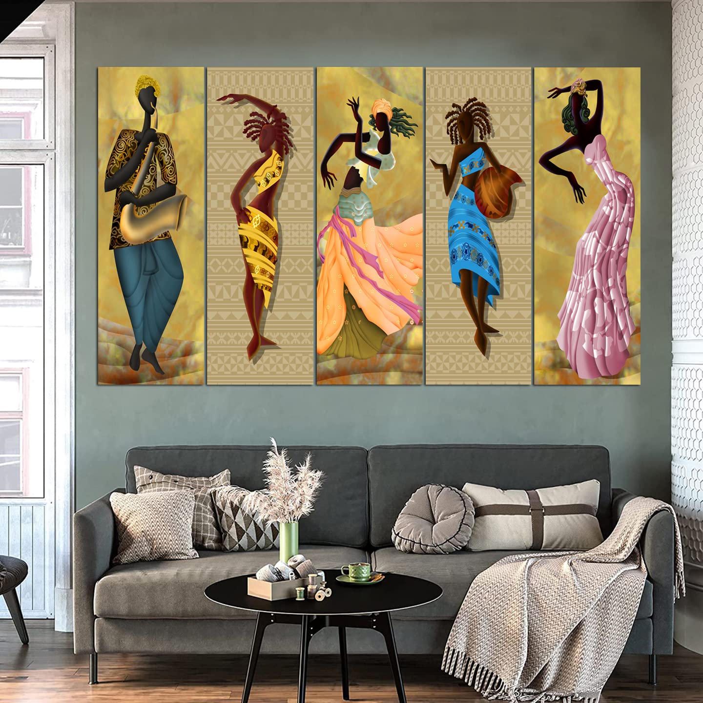 Maxstone Improve Your Place Beautiful Vinyl Folk Dance Wall Painting (Set Of 5) With Wooden Framed - Multiple Frames Digital Wal