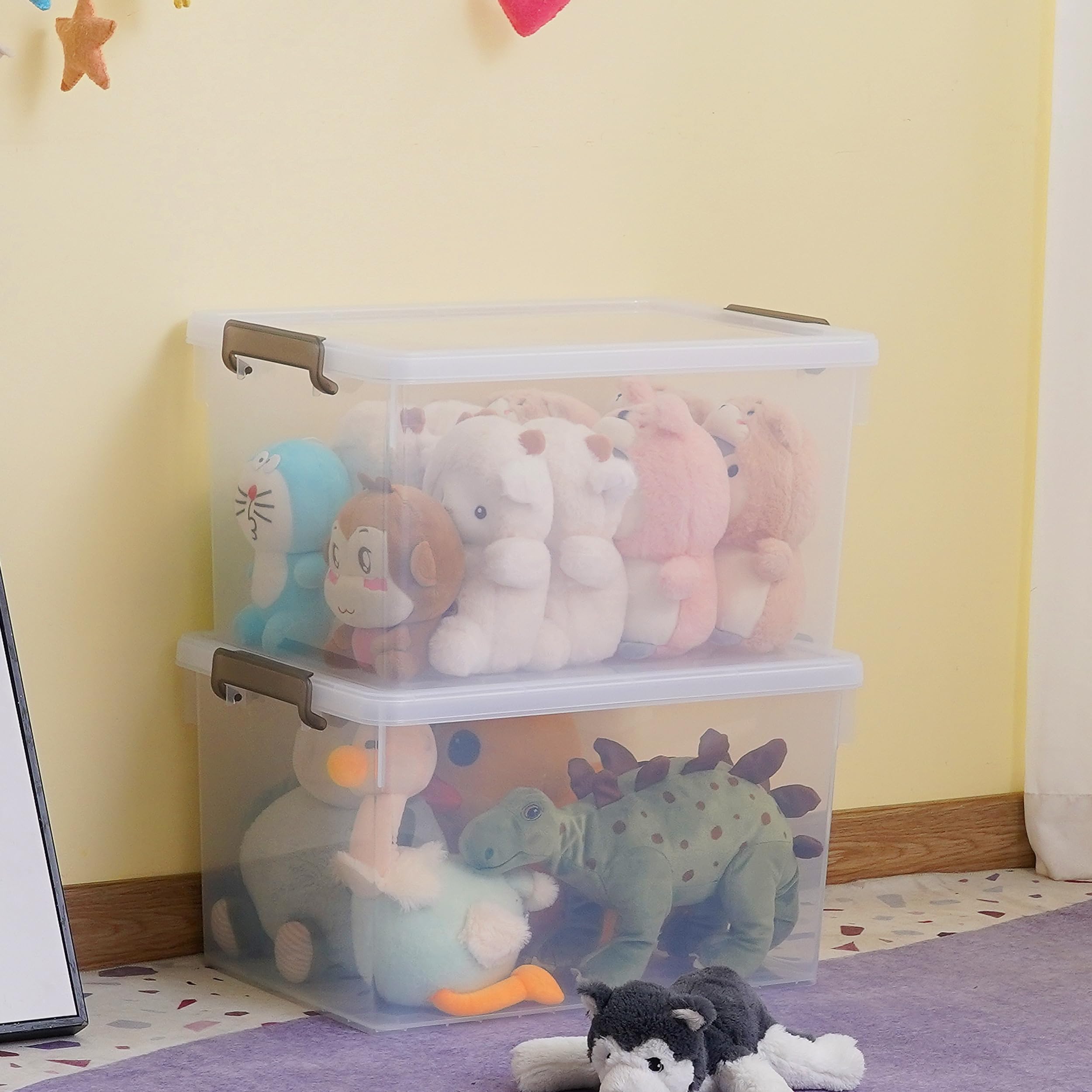 Citylife 48 Qt. Plastic Storage Bins With Lids Large Stackable Storage Containers For Organizing Clear Durable Storage Box, 4 Pa