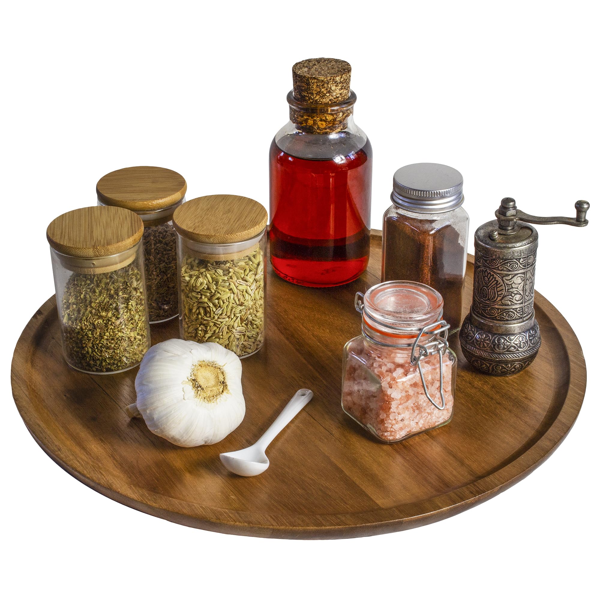 Tb Home Acacia Wood Lazy Susan Organizer Kitchen Turntable For Cabinet, Table, Pantry Or Countertop