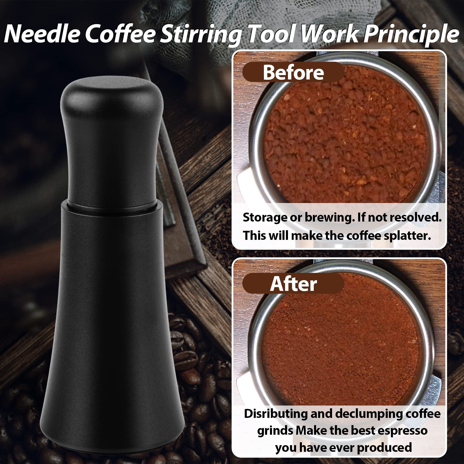 Wdt Tool, Espresso Distribution Tools, 10 X 0.35Mm 304 Stainless Steel Needles Installed With 10 Extra Needles For Espresso Stir