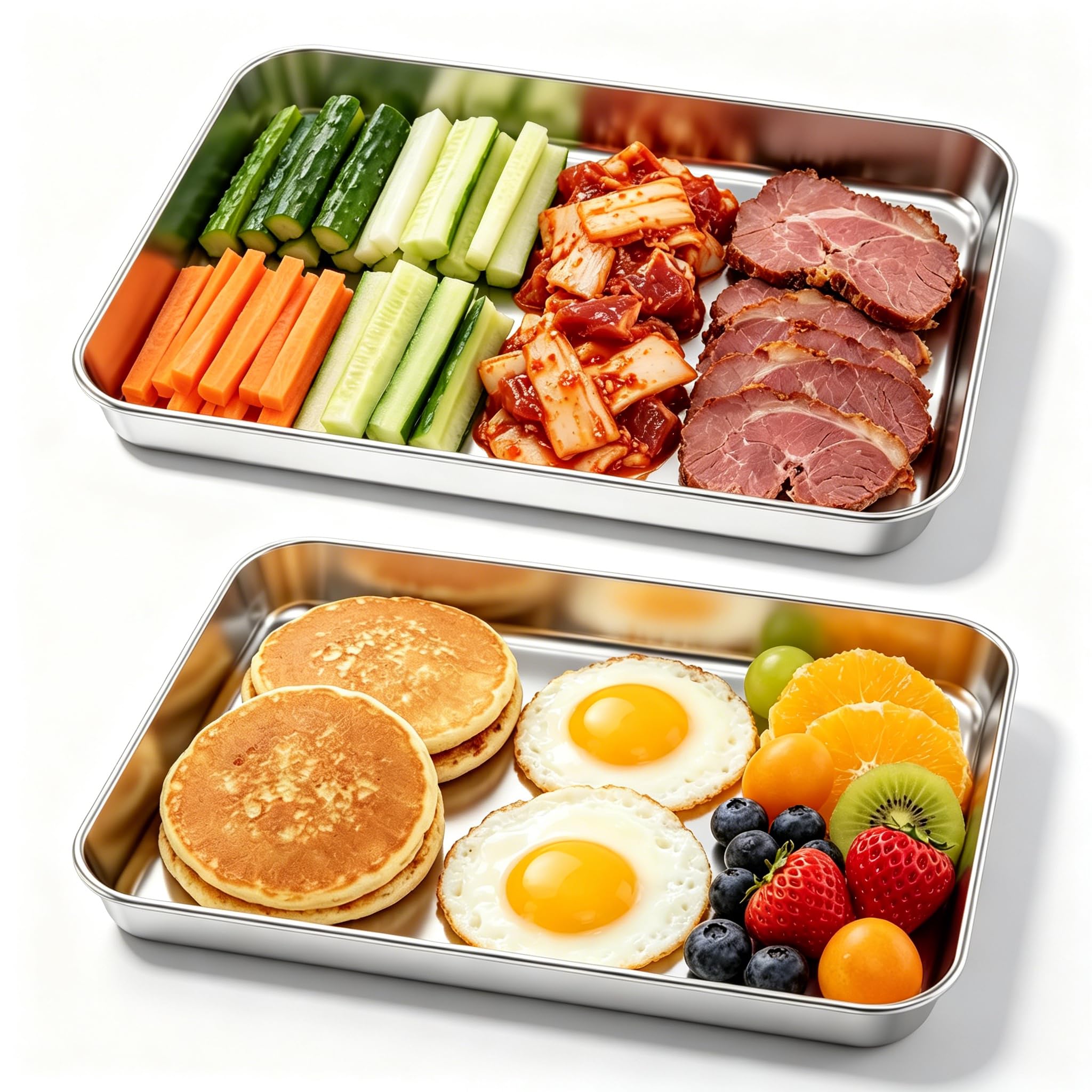 2 Pcs Toaster Oven Pan 304 Stainless Steel Small Baking Sheet Multipurpose Toaster Oven Tray for Commercial and Home Baking