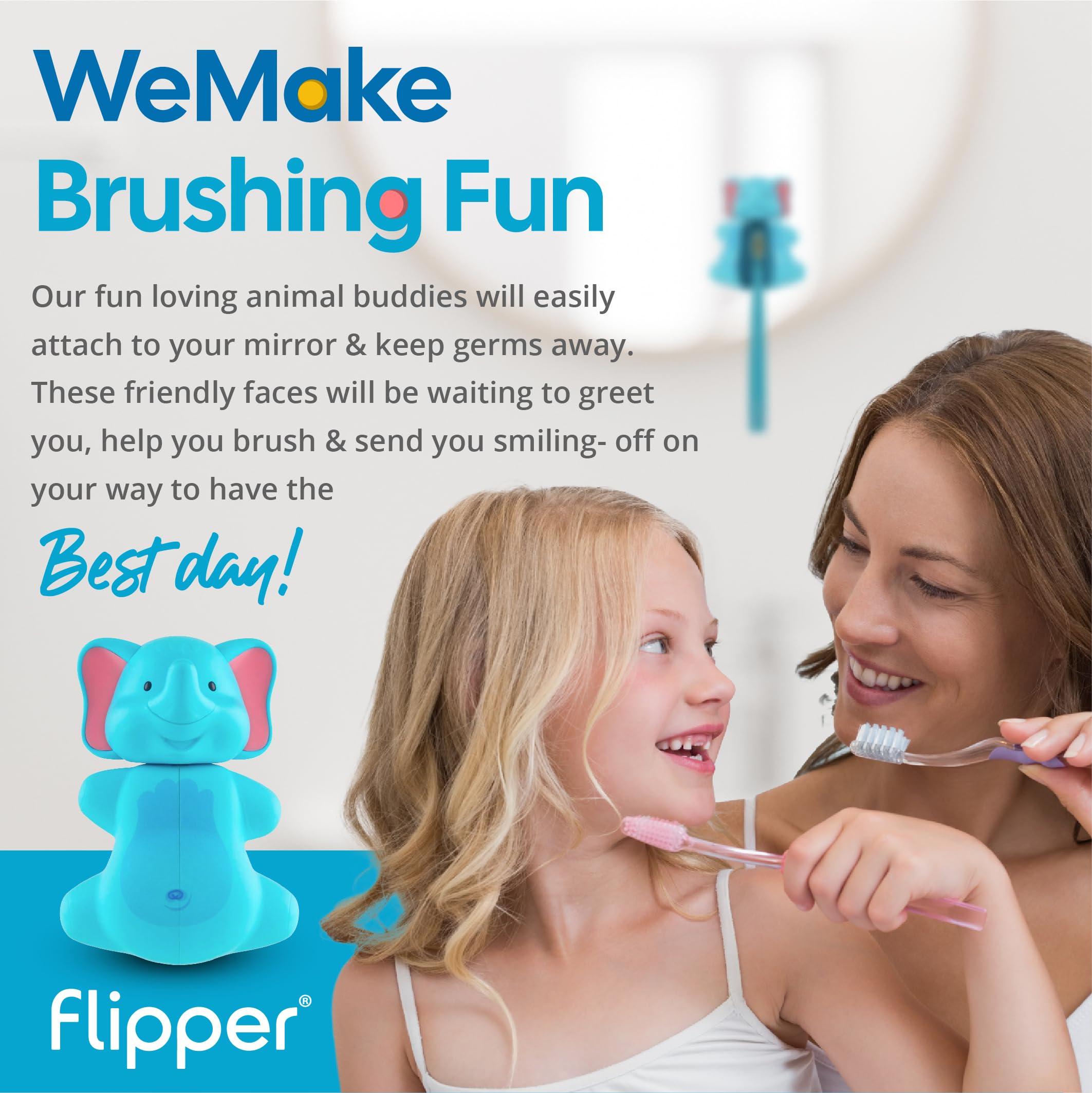 Flipper Fun Animal Elephant Toothbrush Cover - Make Toothbrushing Time Fun With Our Kids Toothbrush Holder With Cover - Ideal To