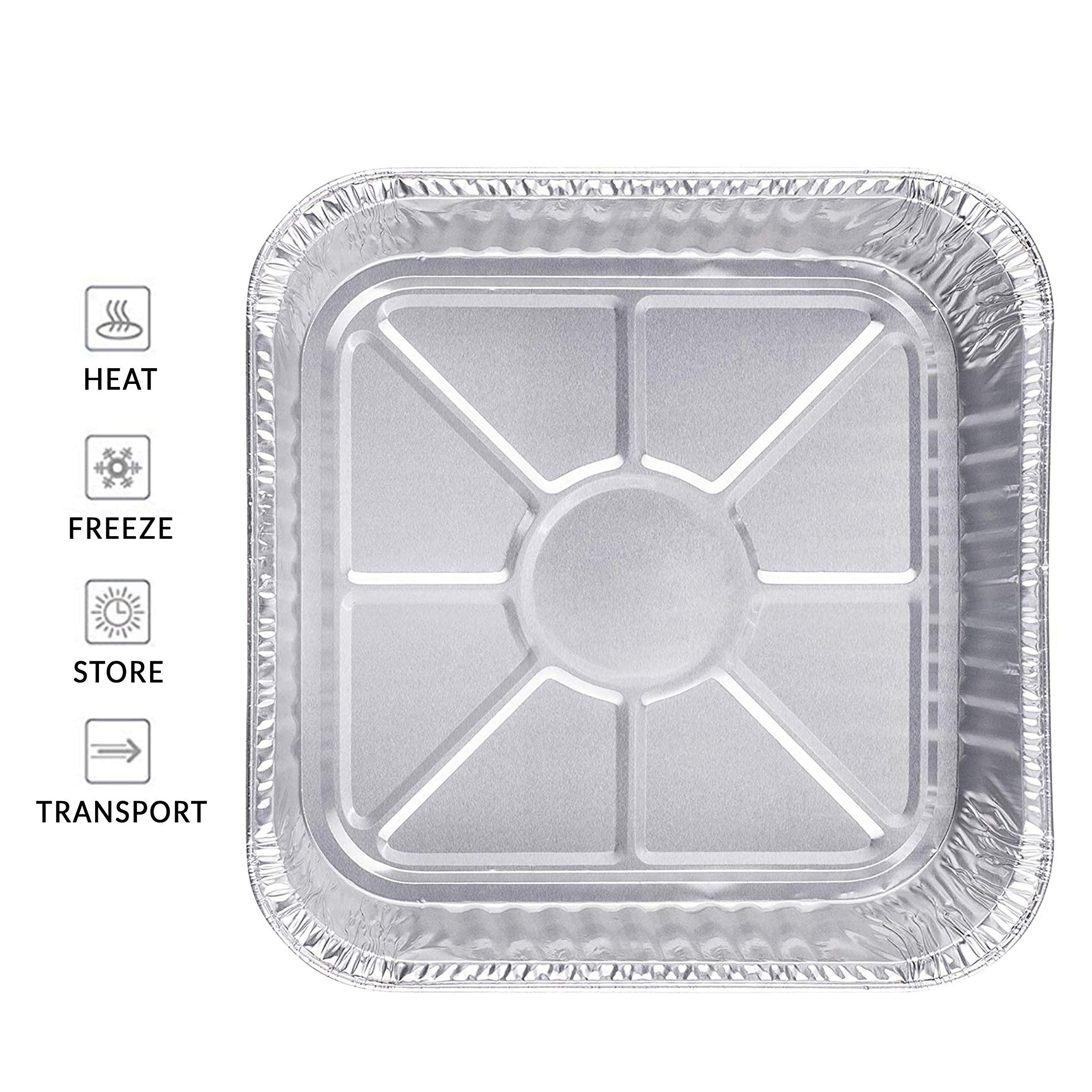 8X8 Disposable Aluminum Pans With Lids - 50 Pack Foil Pans For Cooking, Baking Cakes, Roasting & Homemade Breads - Disposable Fo