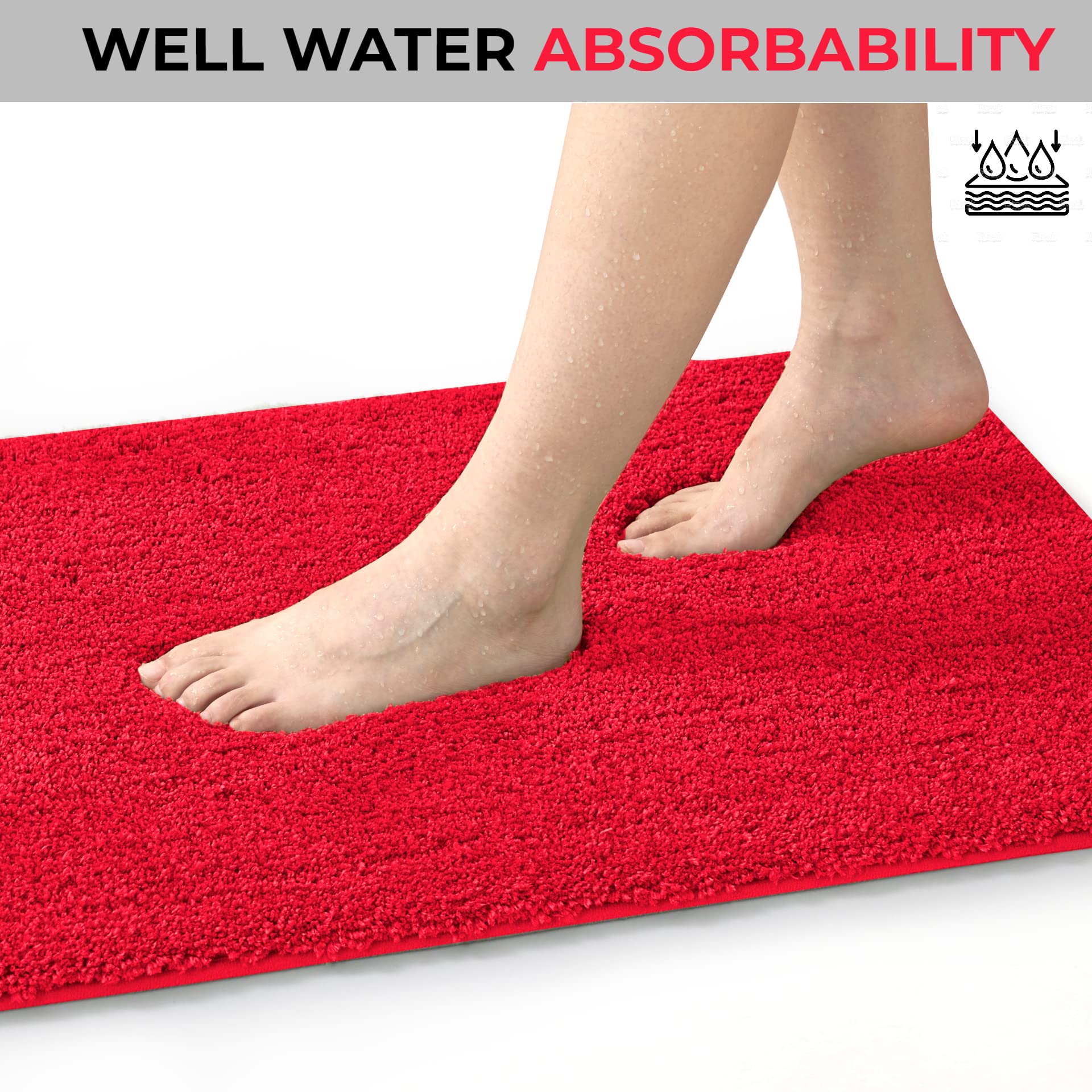 Yafa Home Fashion 1 Piece Solid Microfiber Soft Bathroom Rug  Non-Slip TPR Backing