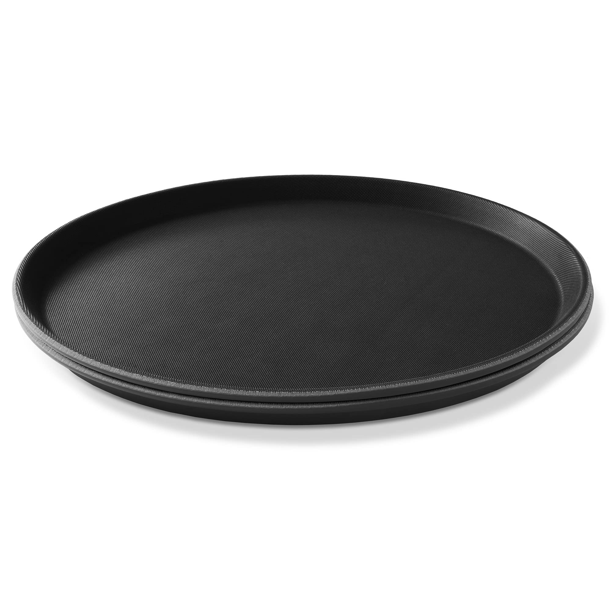 Jubilee 14'' Round Restaurant Serving Trays (Set Of 2), Black - Nsf Certified Non-Slip Food Service Tray